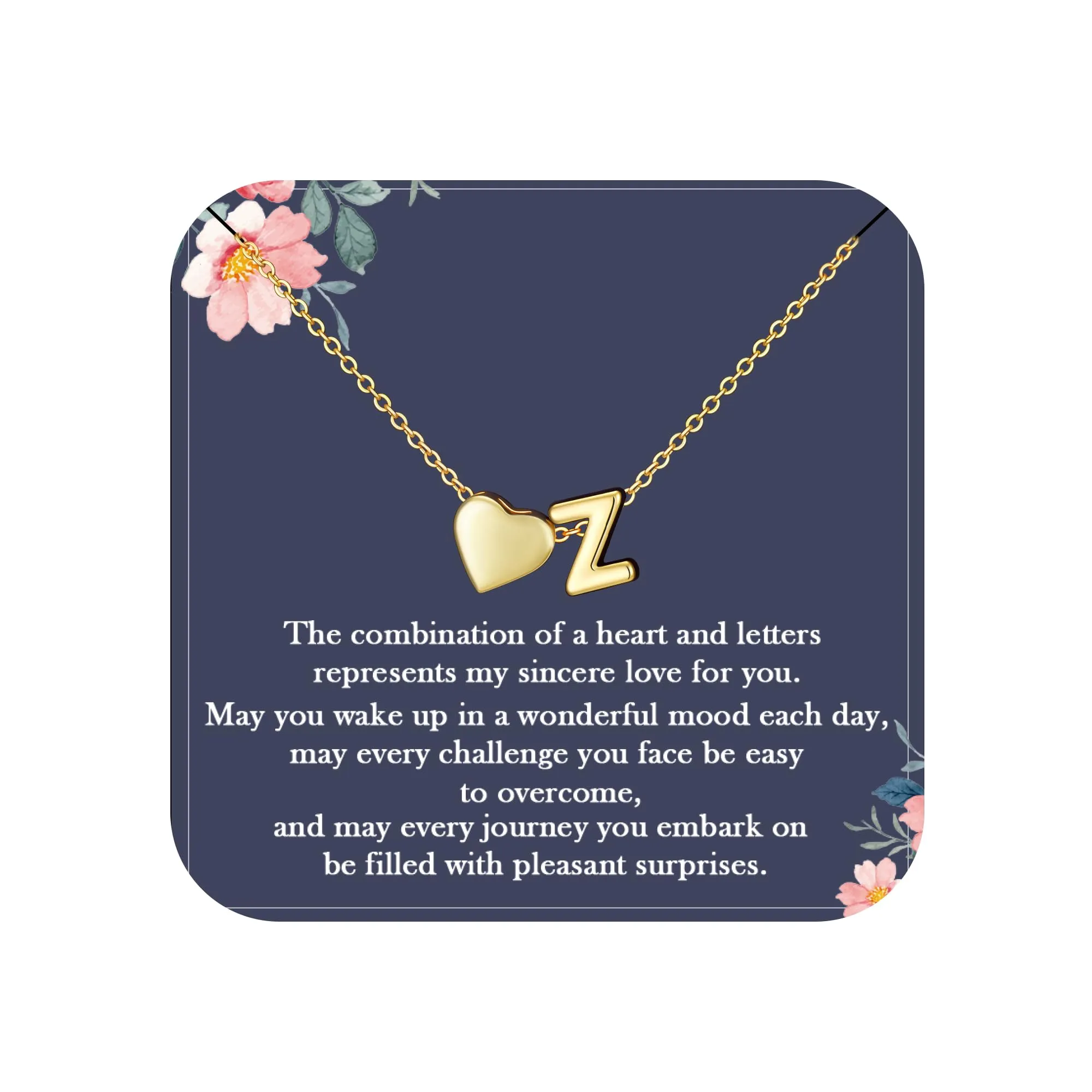 Aretas Collana con cuore e iniziale personalizzata in oro per donne e ragazze, Rame - immagine 1