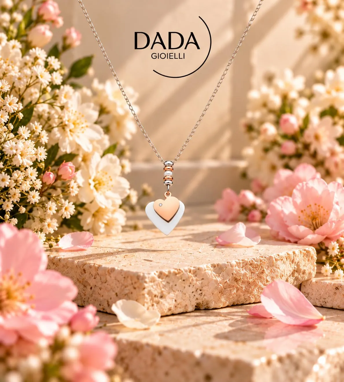 Dada Gioielli Collana Donna Portafortuna Quadrifoglio Stella Cuore con Zircone 45+5 cm (Cuore) - immagine 3