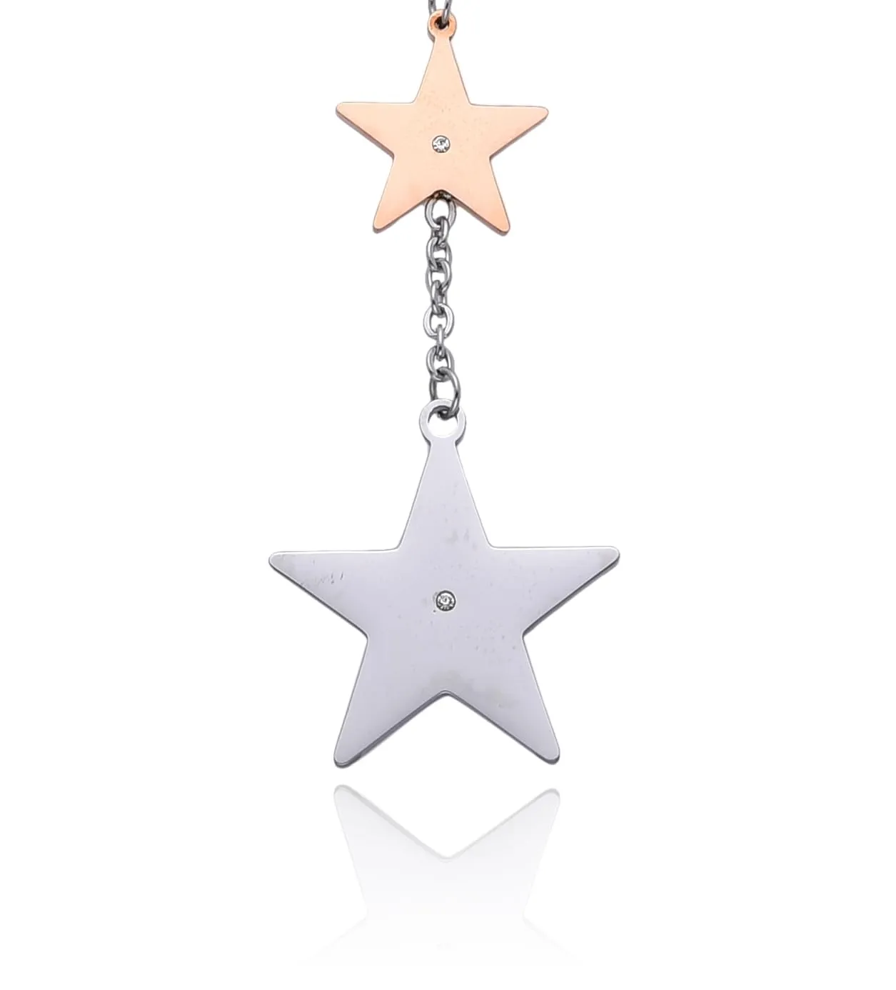 Dada Gioielli Collana Donna Portafortuna Quadrifoglio Stella Cuore con Zircone 45+5 cm (3 Stelle) - immagine 7