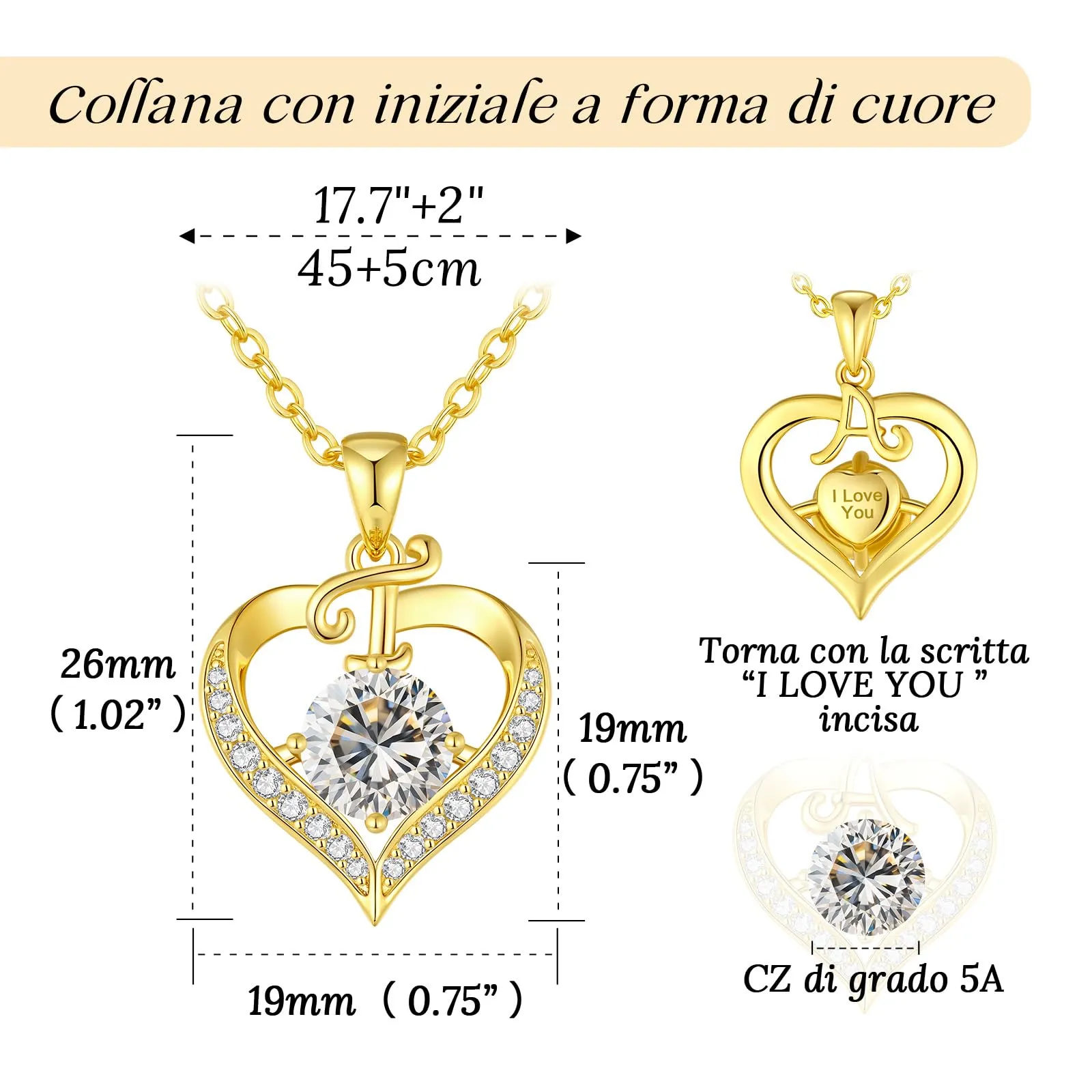 Louisa Secret Collana Donna Cuore Capital in Oro 18K e Rodio - immagine 3
