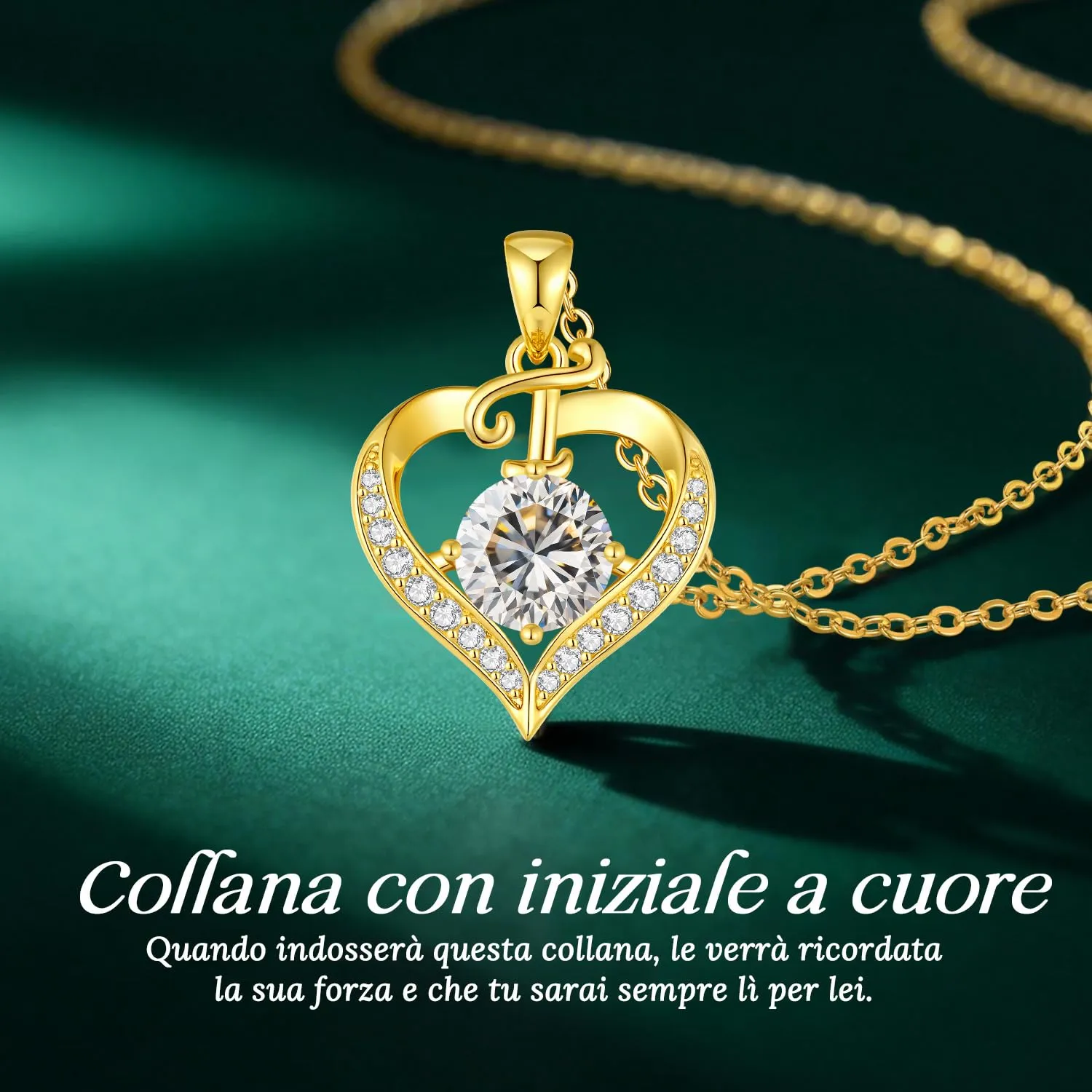 Louisa Secret Collana Donna Cuore Capital in Oro 18K e Rodio - immagine 4