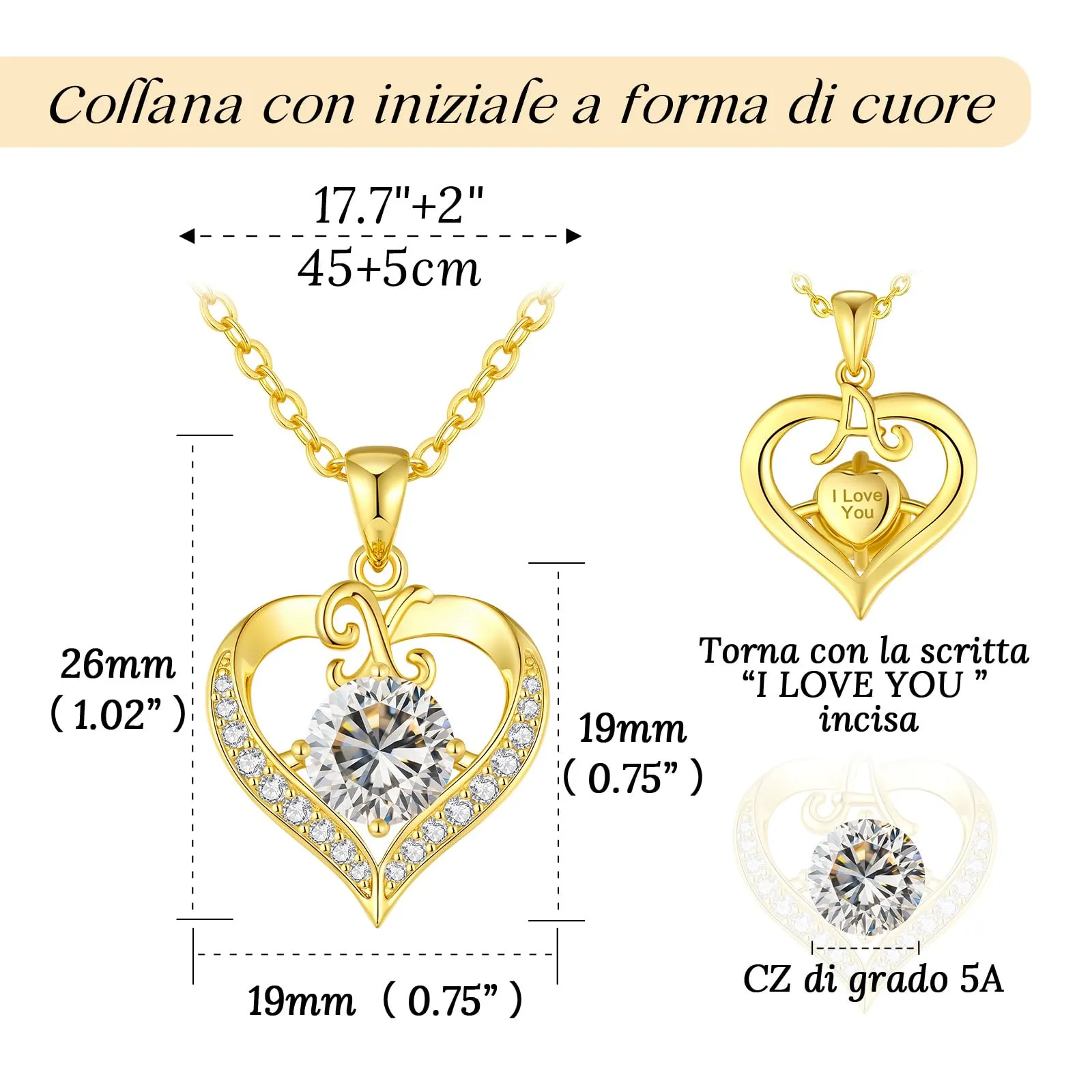 Louisa Secret Collana Donna Cuore Capital in Oro 18K e Rodio - immagine 3