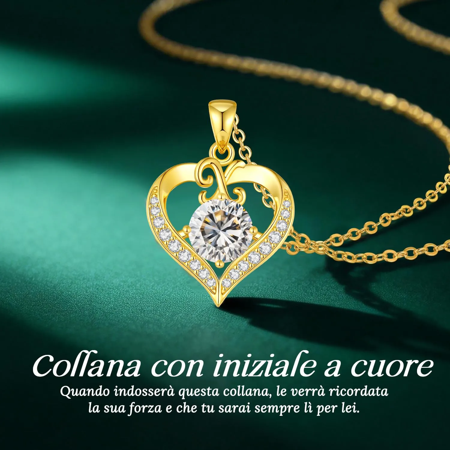 Louisa Secret Collana Donna Cuore Capital in Oro 18K e Rodio - immagine 4