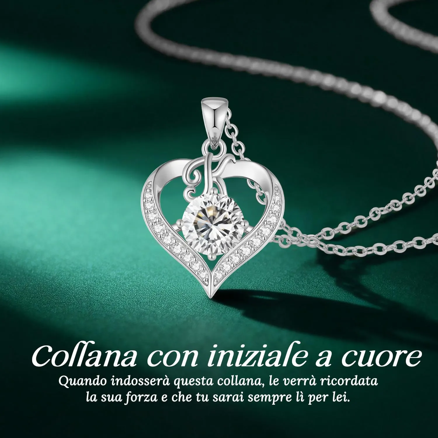 LOUISA SECRET Collana Donna con Lettere A-Z e Ciondolo Cuore, Rivestimento 18K Oro, Catena Regolabile 45+5cm - immagine 5