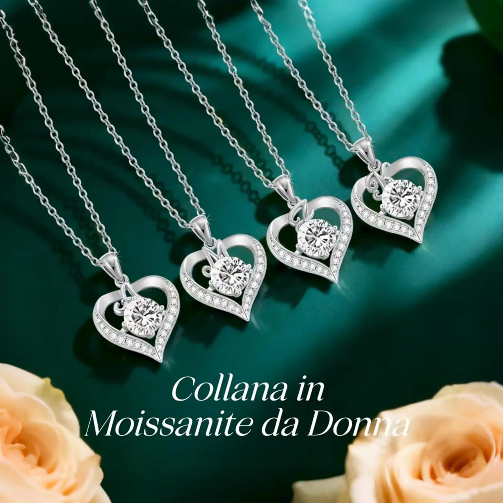 LOUISA SECRET Collana Donna con Lettere A-Z e Ciondolo Cuore, Rivestimento 18K Oro, Catena Regolabile 45+5cm - immagine 6