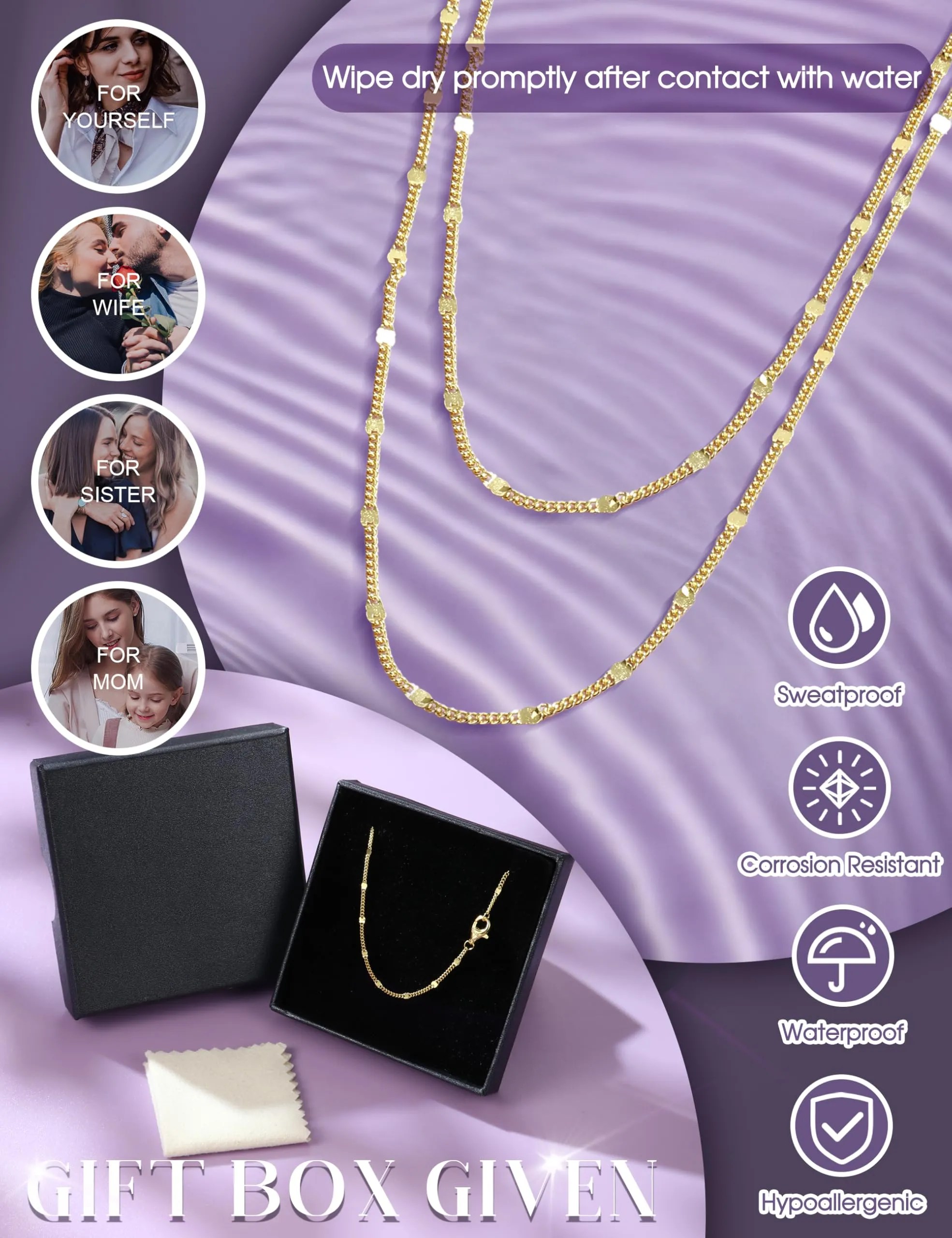 CASSIECA Collana in Argento 925 Placcata Oro 18K con Disco, 1,2mm, 56cm - immagine 7