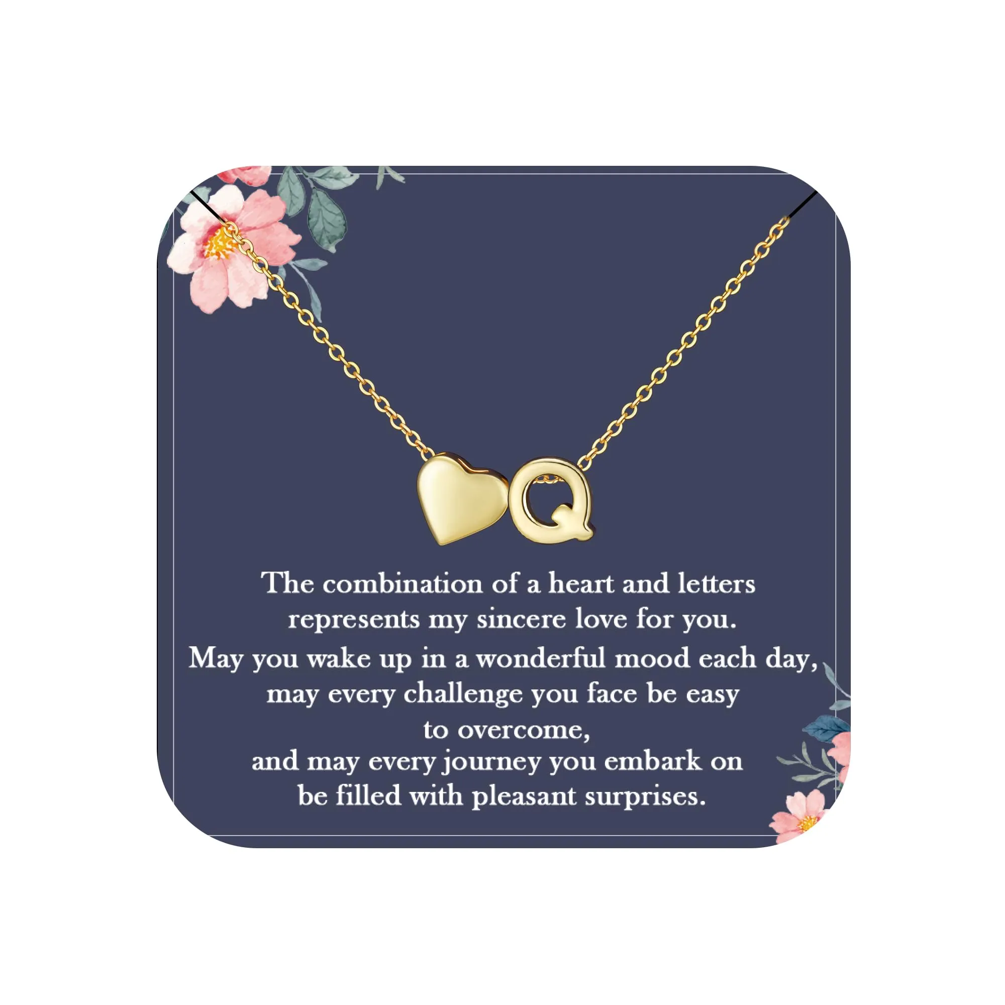 Aretas Collana con cuore e iniziali A-Z in oro per donna e ragazza, Rame - immagine 1