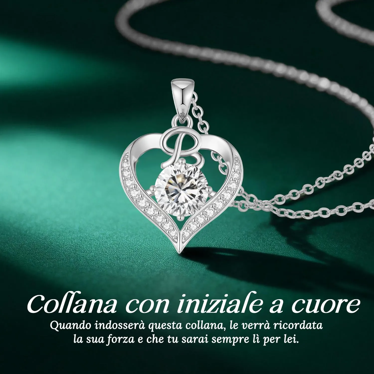 LOUISA SECRET Collana Donna Lettere A-Z con Ciondolo Cuore, Rivestimento 18K Oro, Catena Regolabile 45+5cm - immagine 4