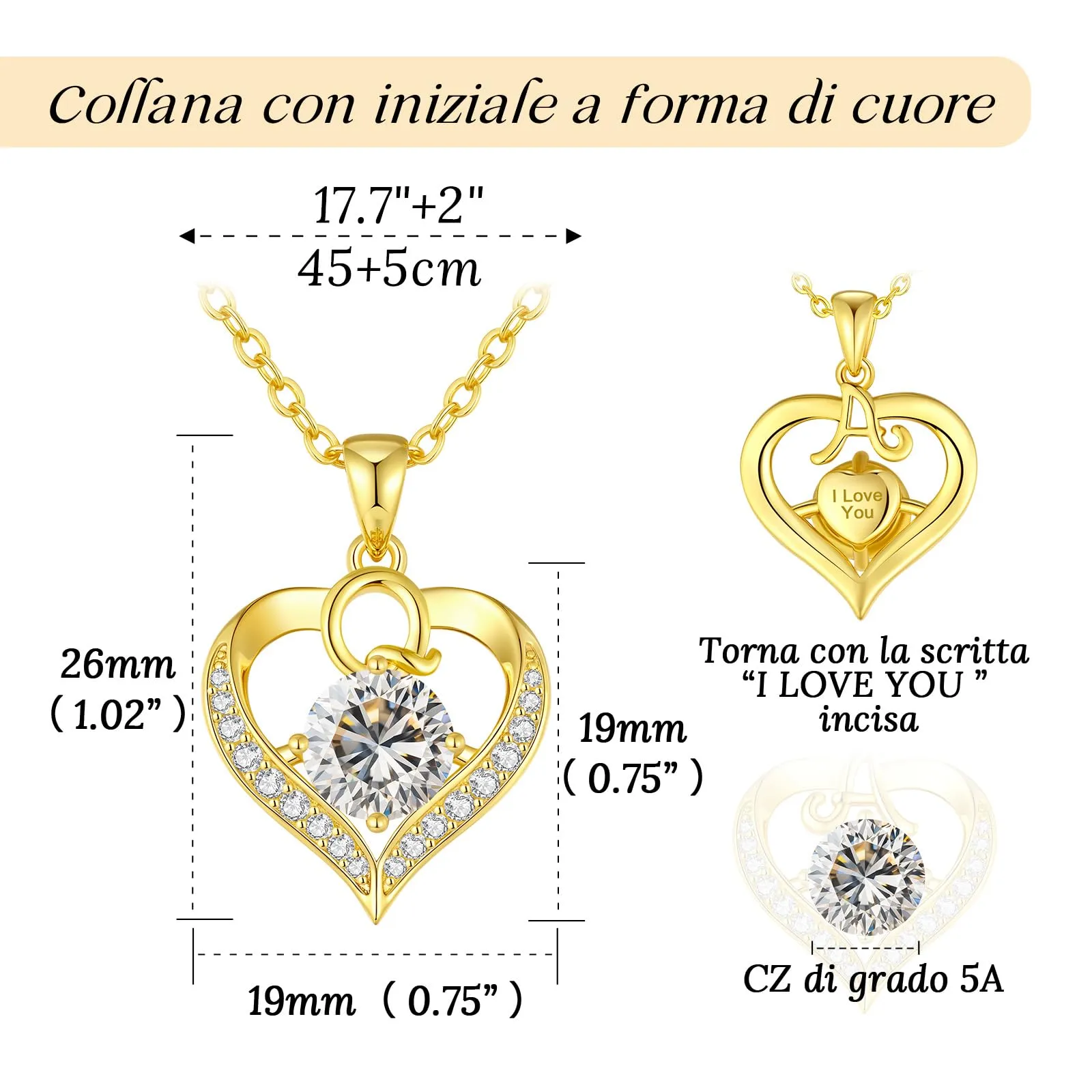Louisa Secret Collana Donna Cuore Capital con Placato di Rodio e Oro 18K - immagine 3