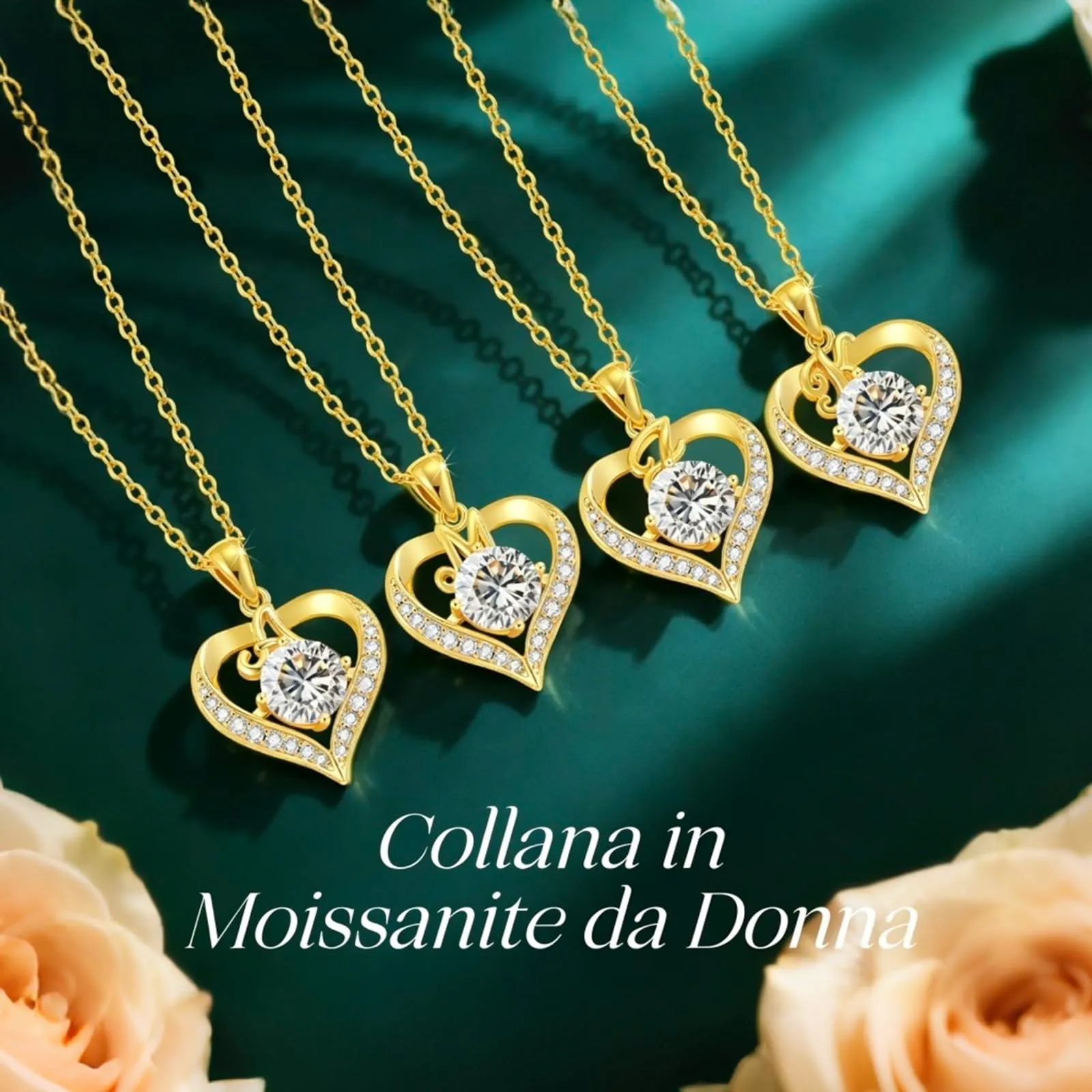 Louisa Secret Collana Donna Cuore Capital con Placato di Rodio e Oro 18K - immagine 6