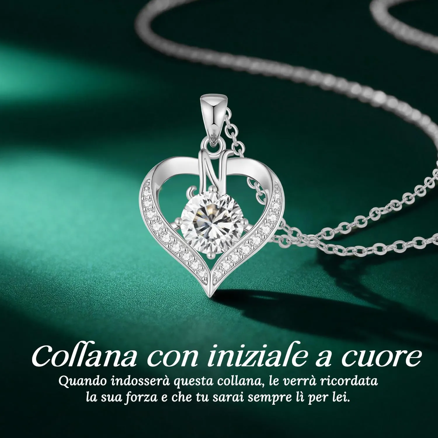 LOUISA SECRET Collana Donna Lettere A-Z con Ciondolo Cuore, Rivestimento 18K Oro, Catena Regolabile 45+5cm - immagine 4