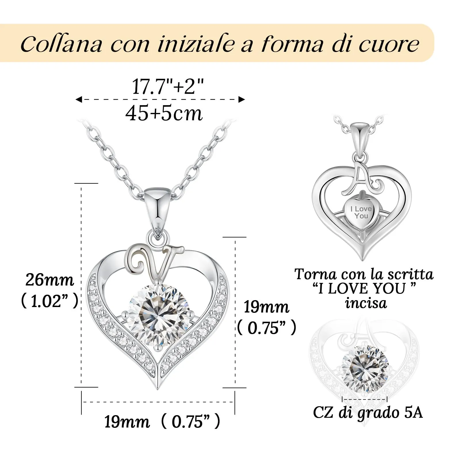 Louisa Secret Collana Donna Cuore Capital in Oro 18K e Rodio - immagine 3