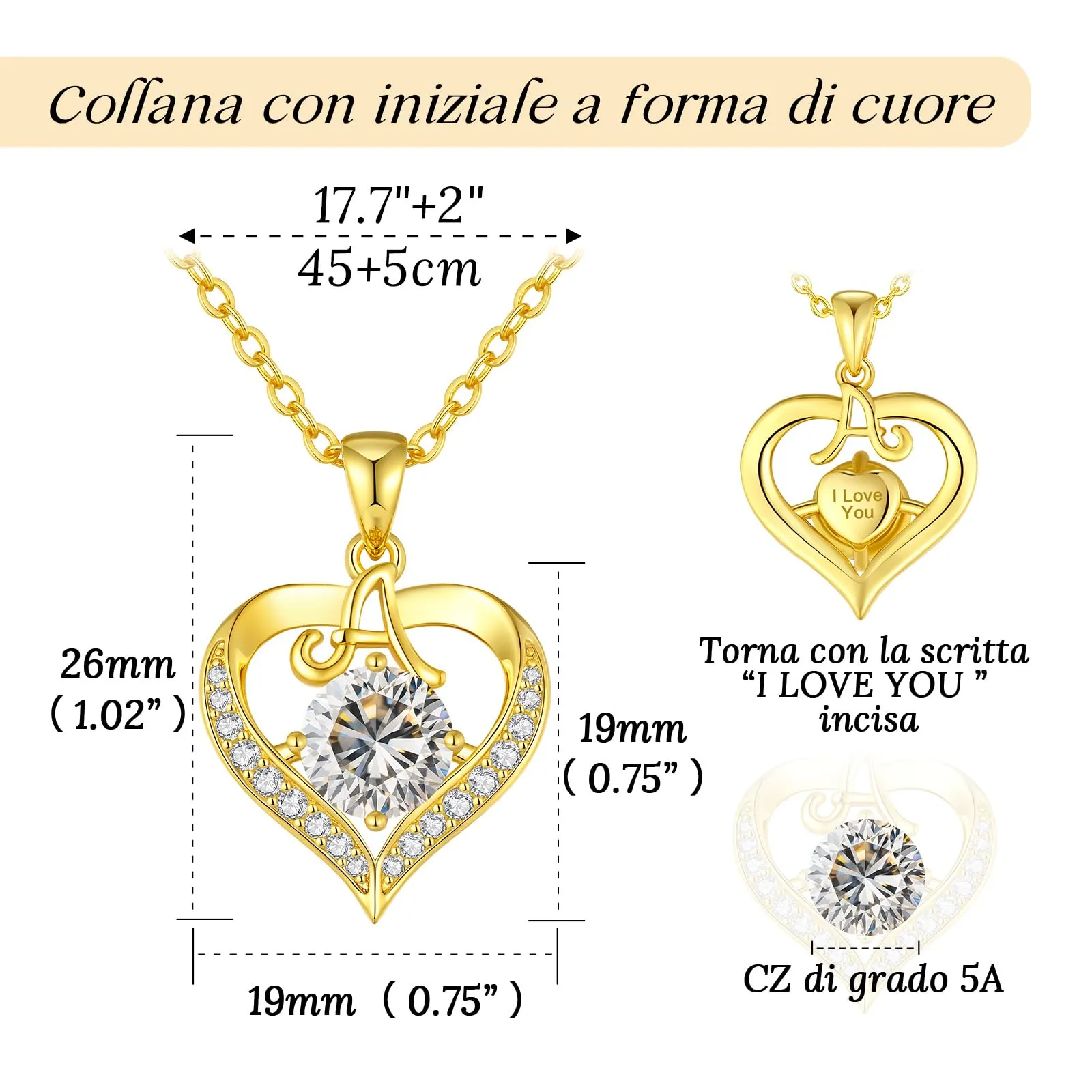 LOUISA SECRET Collana donna cuore Capital in oro 18K e rodio - immagine 3
