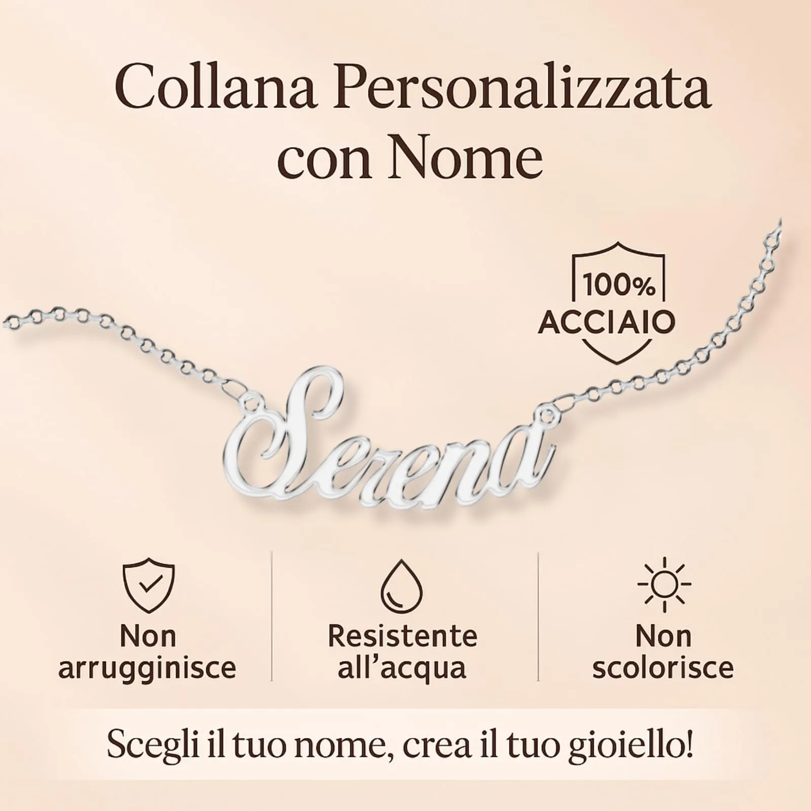 Zuffetti Collana in Acciaio Inossidabile Donna con Nome Matilde - Argento - immagine 4