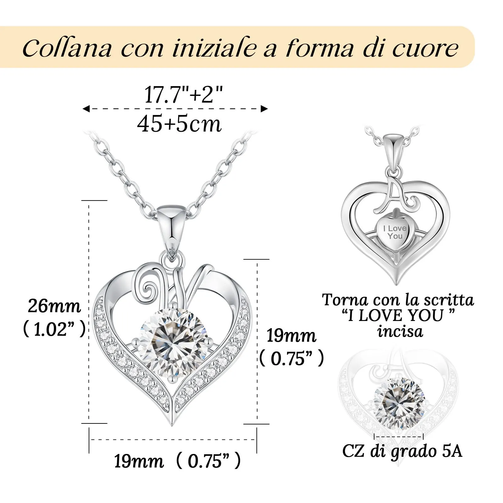 Louisa Secret Collana Donna Cuore Capital con Placato di Rodio e Oro 18K - immagine 3