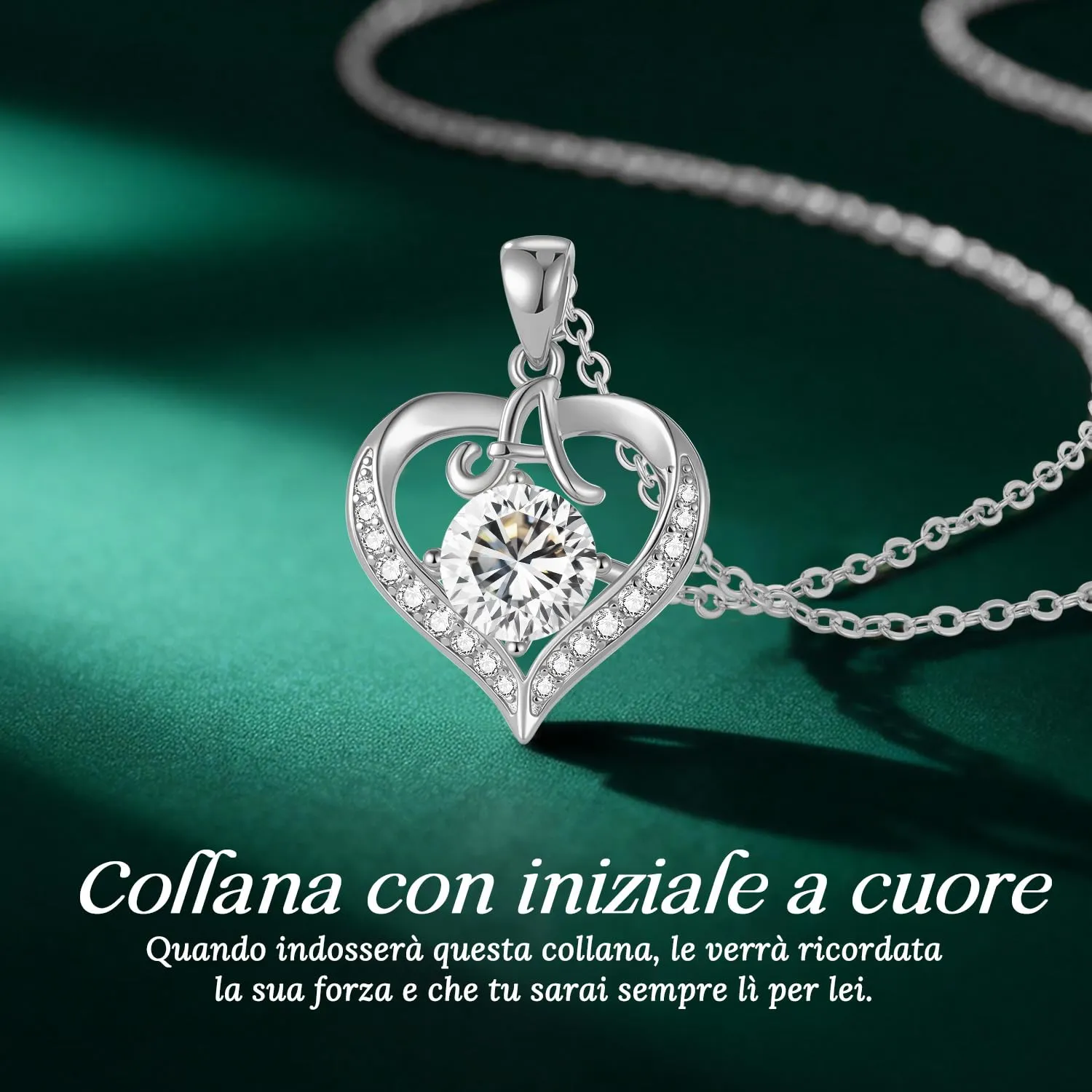 LOUISA SECRET Collana Donna con Lettera A-Z e Ciondolo Cuore, Rivestimento 18K Oro, Catena Regolabile 45+5cm - immagine 5