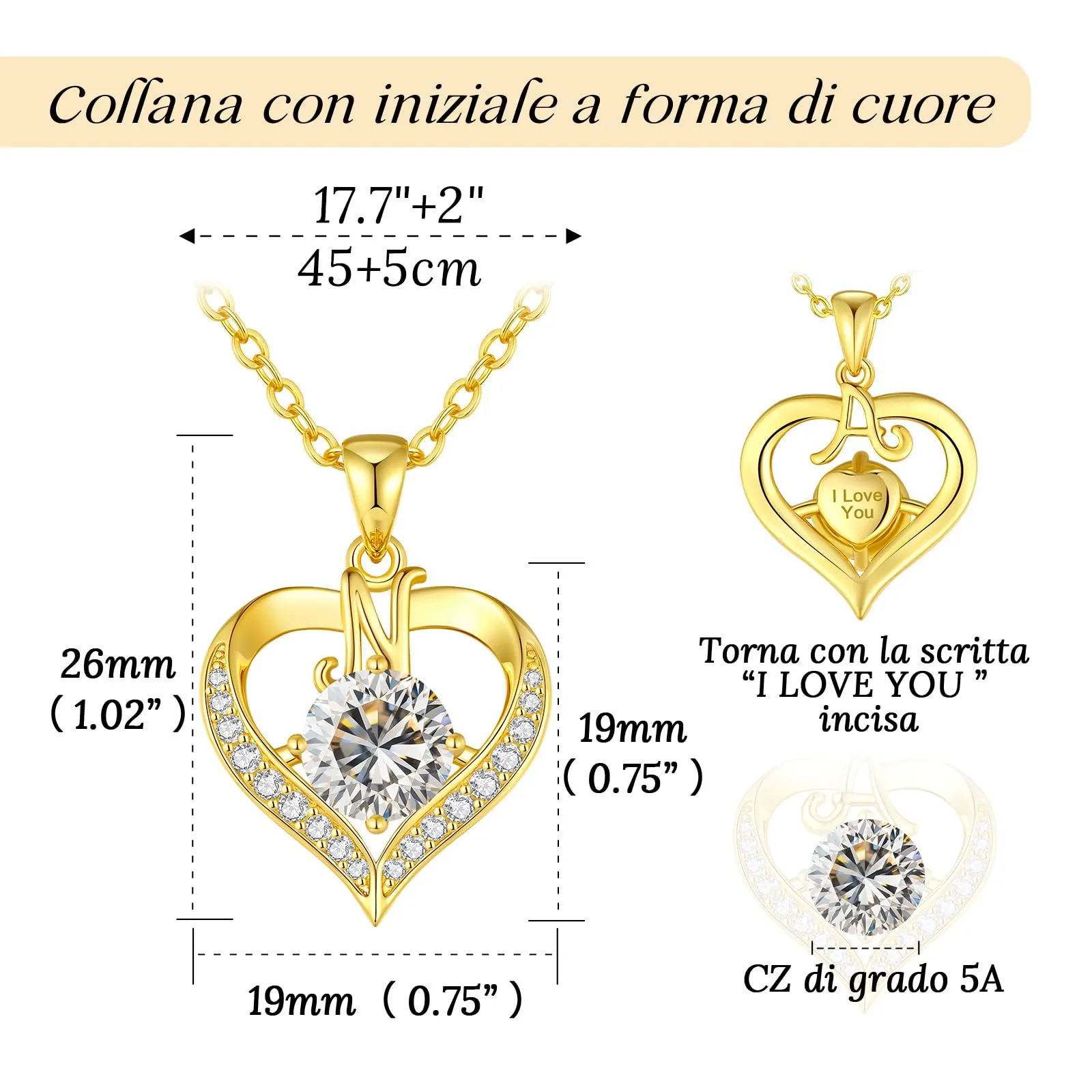 Louisa Secret Collana Donna Cuore Capital in Oro 18K e Rodio - immagine 3