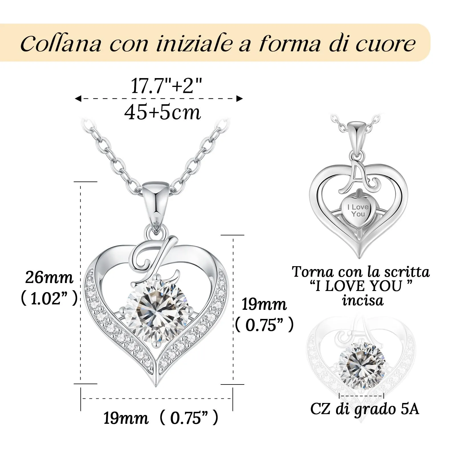 Louisa Secret Collana Donna Cuore Capital in Oro 18K e Rodio - immagine 3