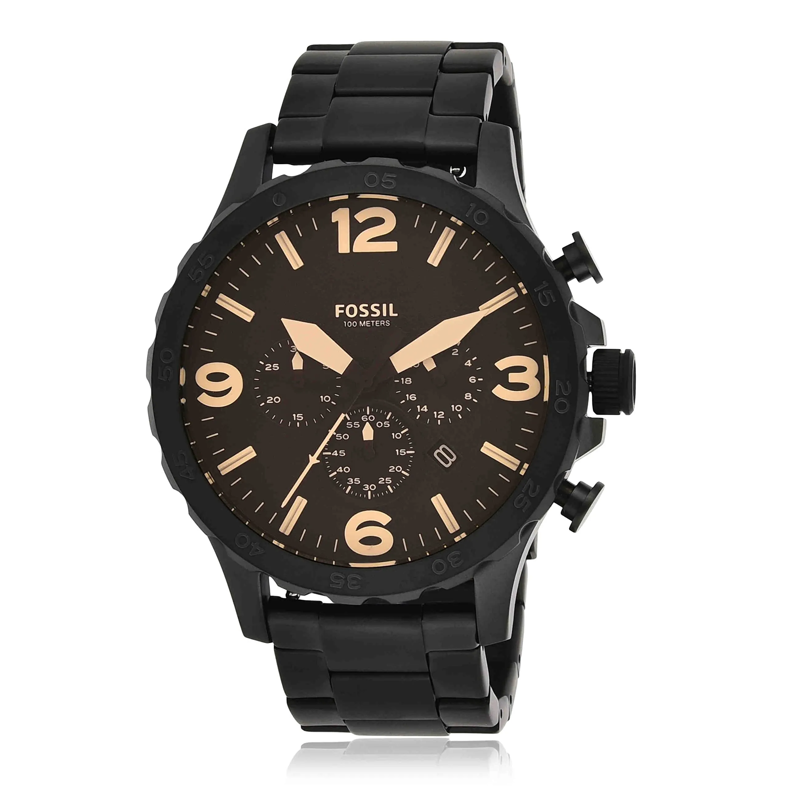 Fossil Nate Orologio da Uomo Cronografo JR1356, Acciaio Inossidabile Nero, 50 mm, Nero e Marrone - immagine 3