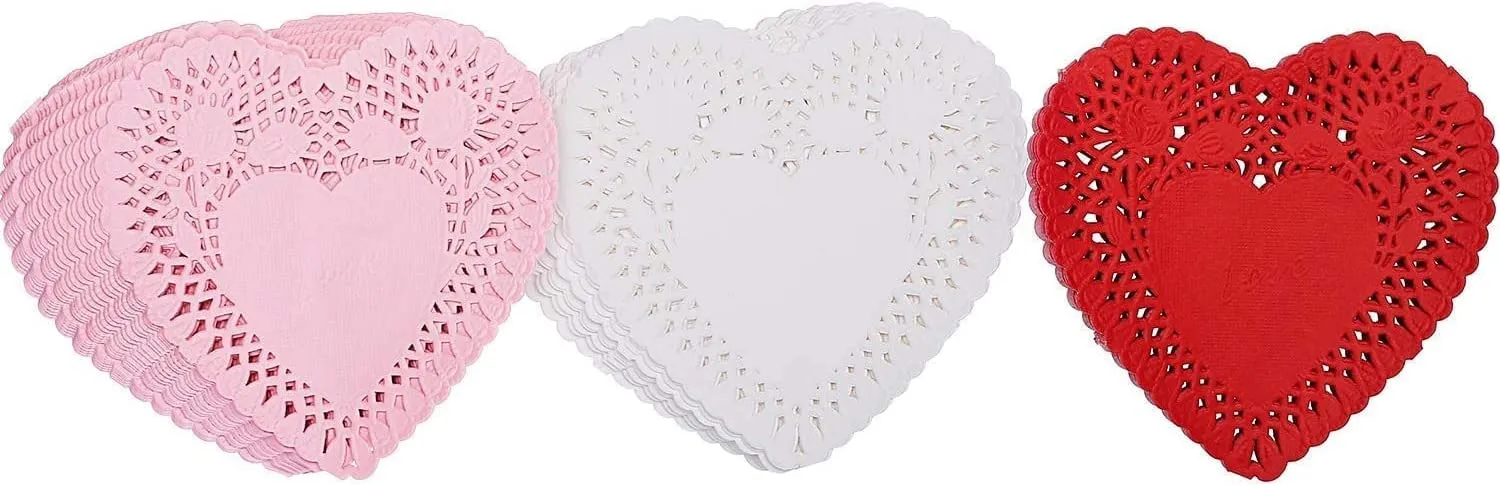 Happium Centrini in Carta a Forma di Cuore, 100 Pezzi, 15 cm, Rosso, Rosa, Bianco - immagine 3