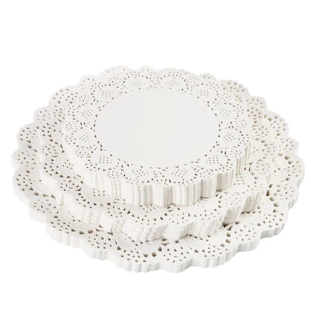 JOFONY 180 Centrini di Carta Rotondi in Pizzo Bianco, 9 cm, 11,5 cm, 14 cm - immagine 2