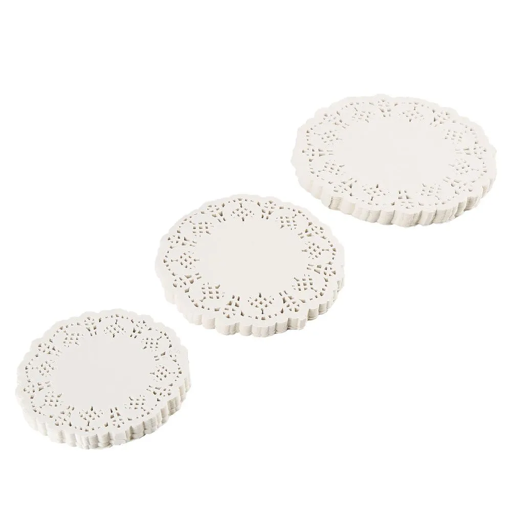 JOFONY 180 Centrini di Carta Rotondi in Pizzo Bianco, 9 cm, 11,5 cm, 14 cm - immagine 3