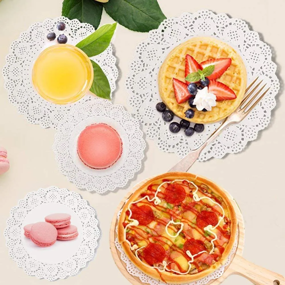 Meet-shop Centrini di Carta Rotondi in Pizzo, Bianchi, 100 Pezzi, 6,5 Pollici - immagine 4