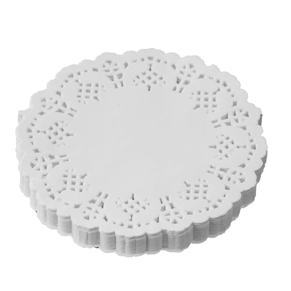 JchEnye Runner da tavola in pizzo bianco usa e getta, 100 pezzi, 4,5 pollici - immagine 1