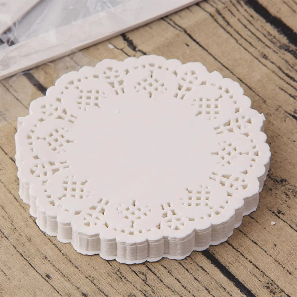 JchEnye Runner da tavola in pizzo bianco usa e getta, 100 pezzi, 4,5 pollici - immagine 7