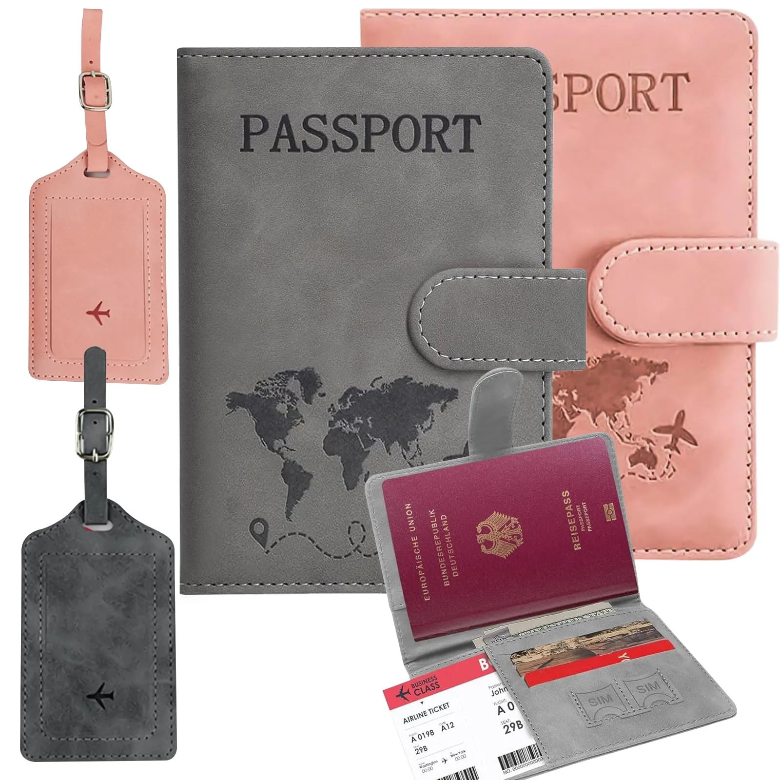 UptVin Porta Passaporto con Etichette, Set da 2 Pezzi - immagine 1