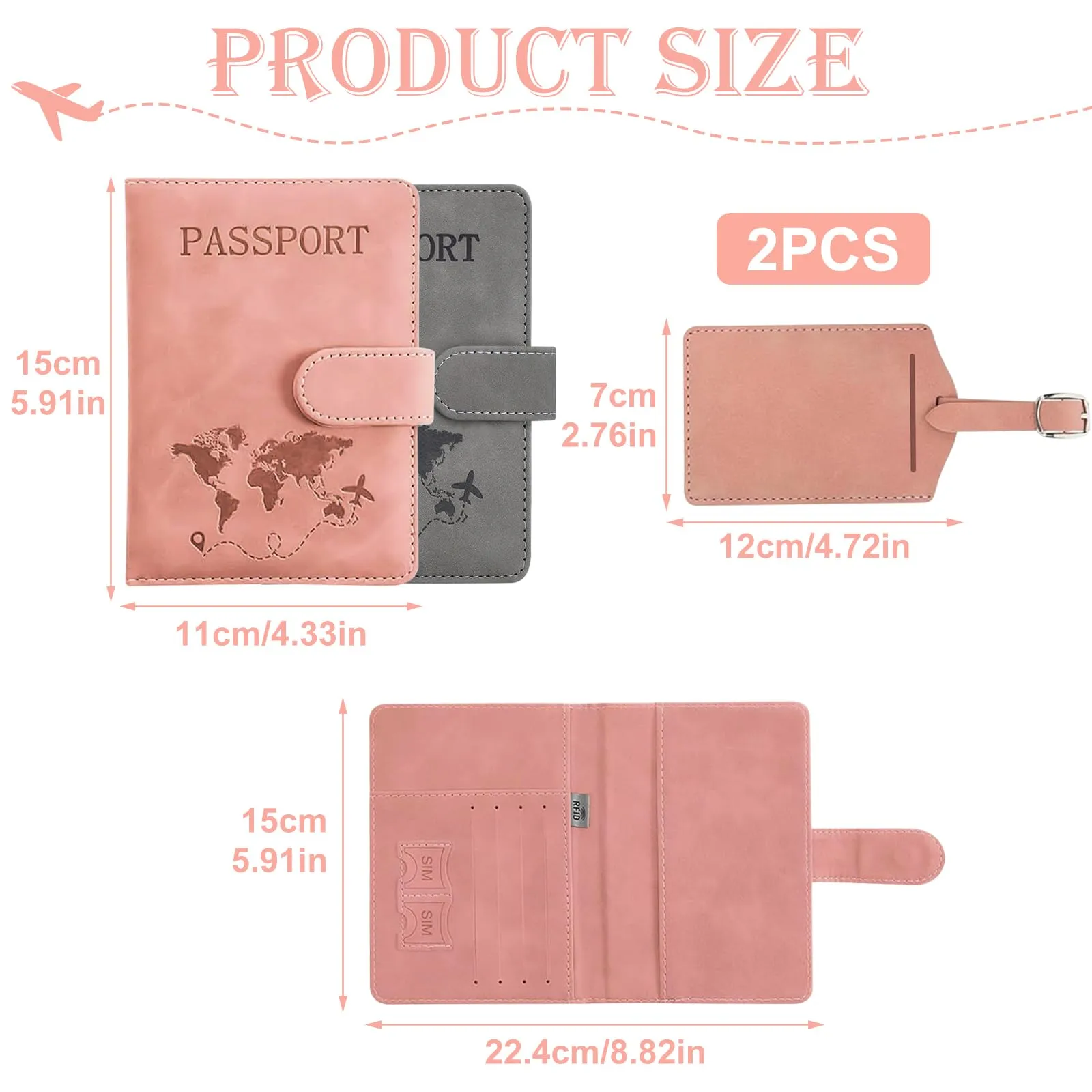 UptVin Porta Passaporto con Etichette, Set da 2 Pezzi - immagine 2