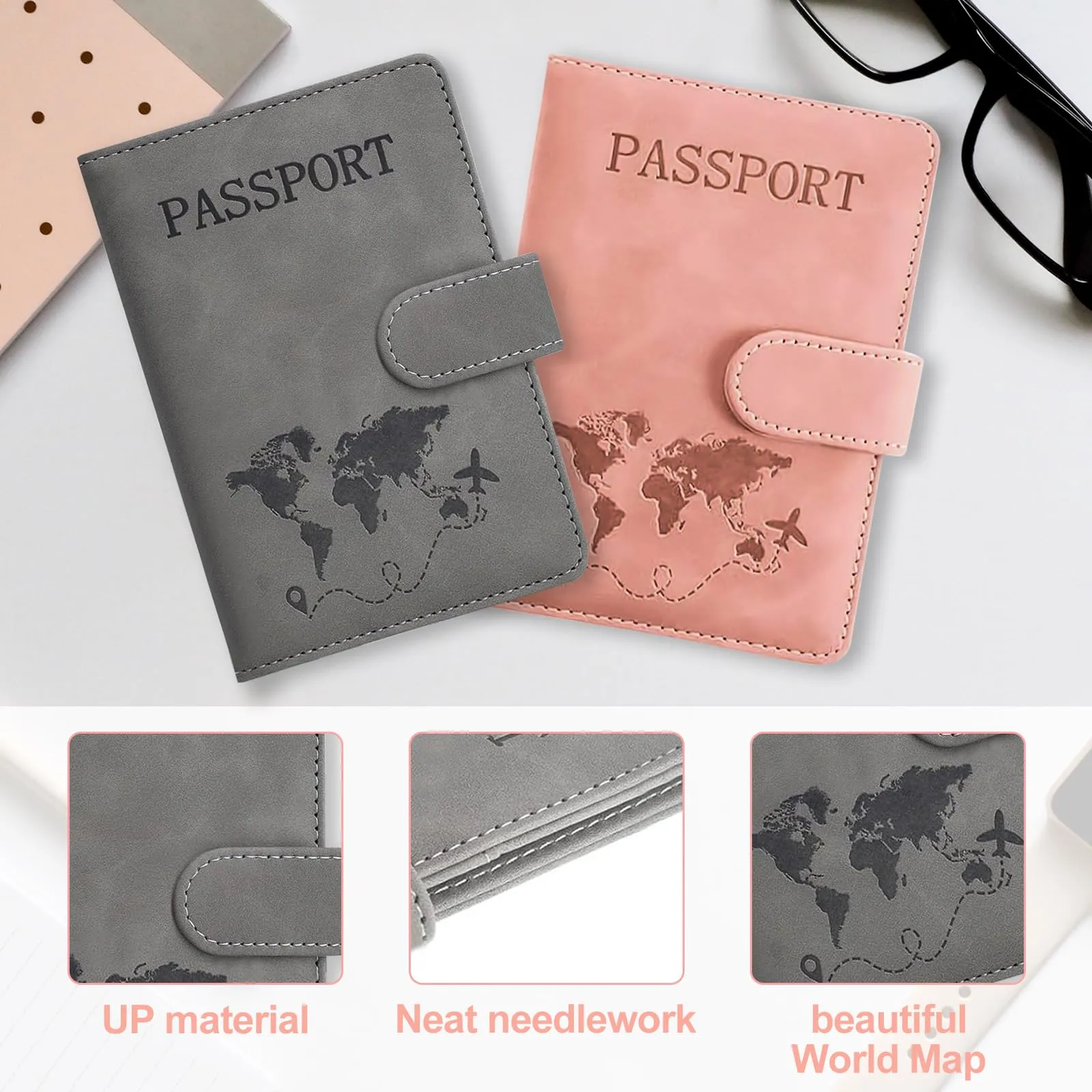 UptVin Porta Passaporto con Etichette, Set da 2 Pezzi - immagine 4