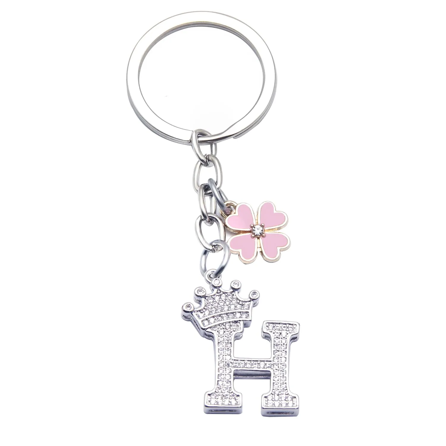 GUOYU Portachiavi con Lettera Iniziale, Argento (1H) - immagine 1