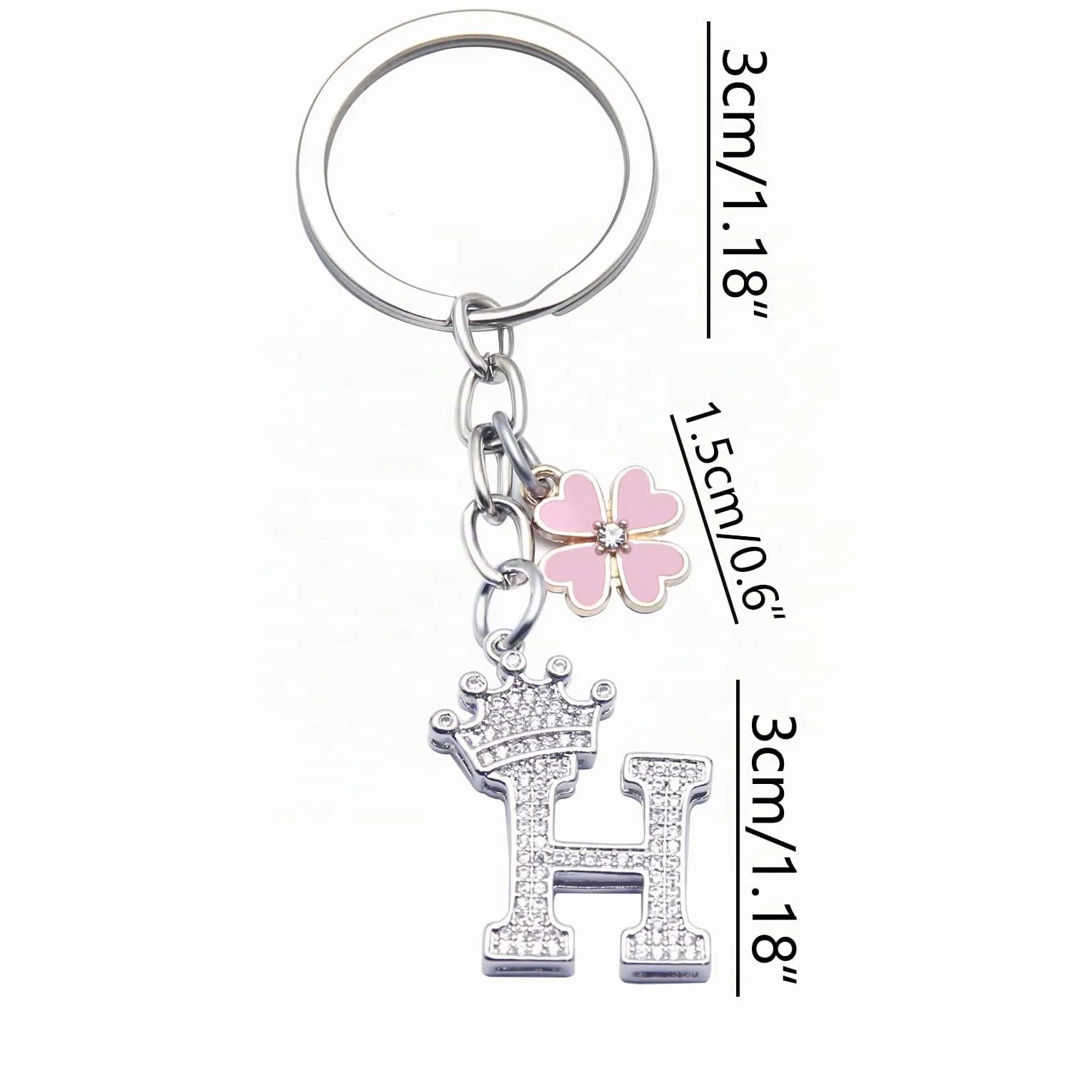 GUOYU Portachiavi con Lettera Iniziale, Argento (1H) - immagine 2