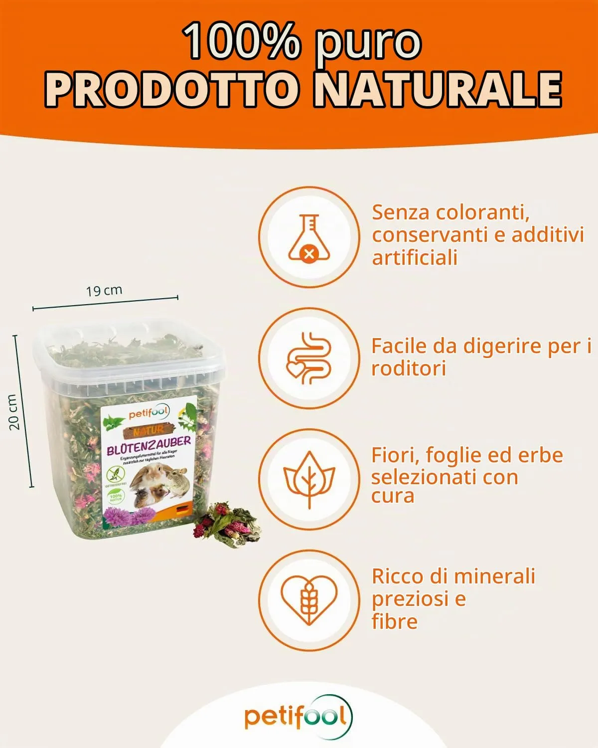 petifool Blütenzauber, 360 g – Mangime complementare per roditori - immagine 2
