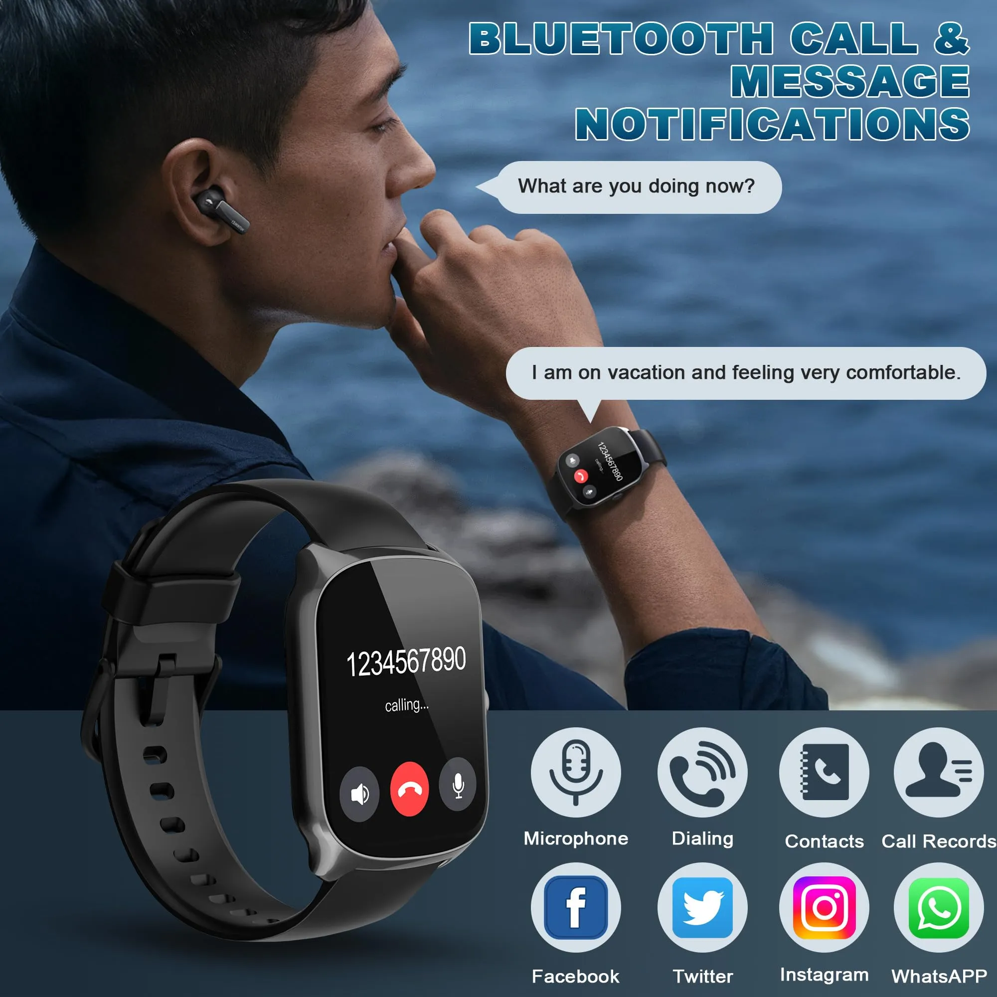 STECEi S68 Smartwatch, Display HD 1.95", Monitoraggio Frequenza Cardiaca, Sonno e Fitness, Nero - immagine 2
