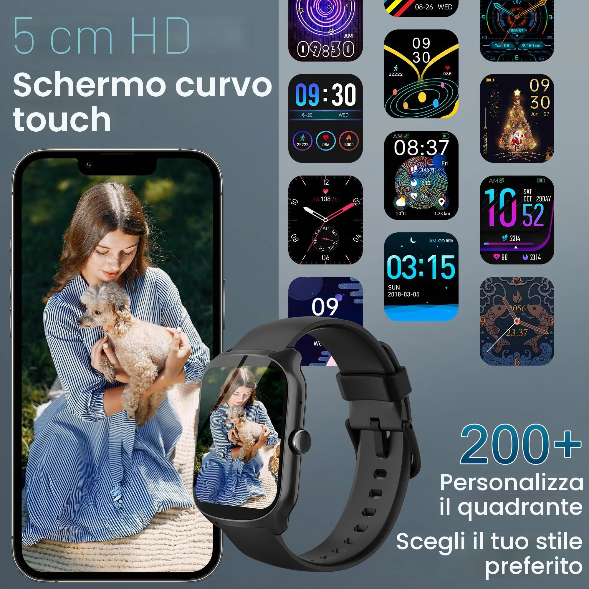 STECEi S68 Smartwatch, Display HD 1.95", Monitoraggio Frequenza Cardiaca, Sonno e Fitness, Nero - immagine 4