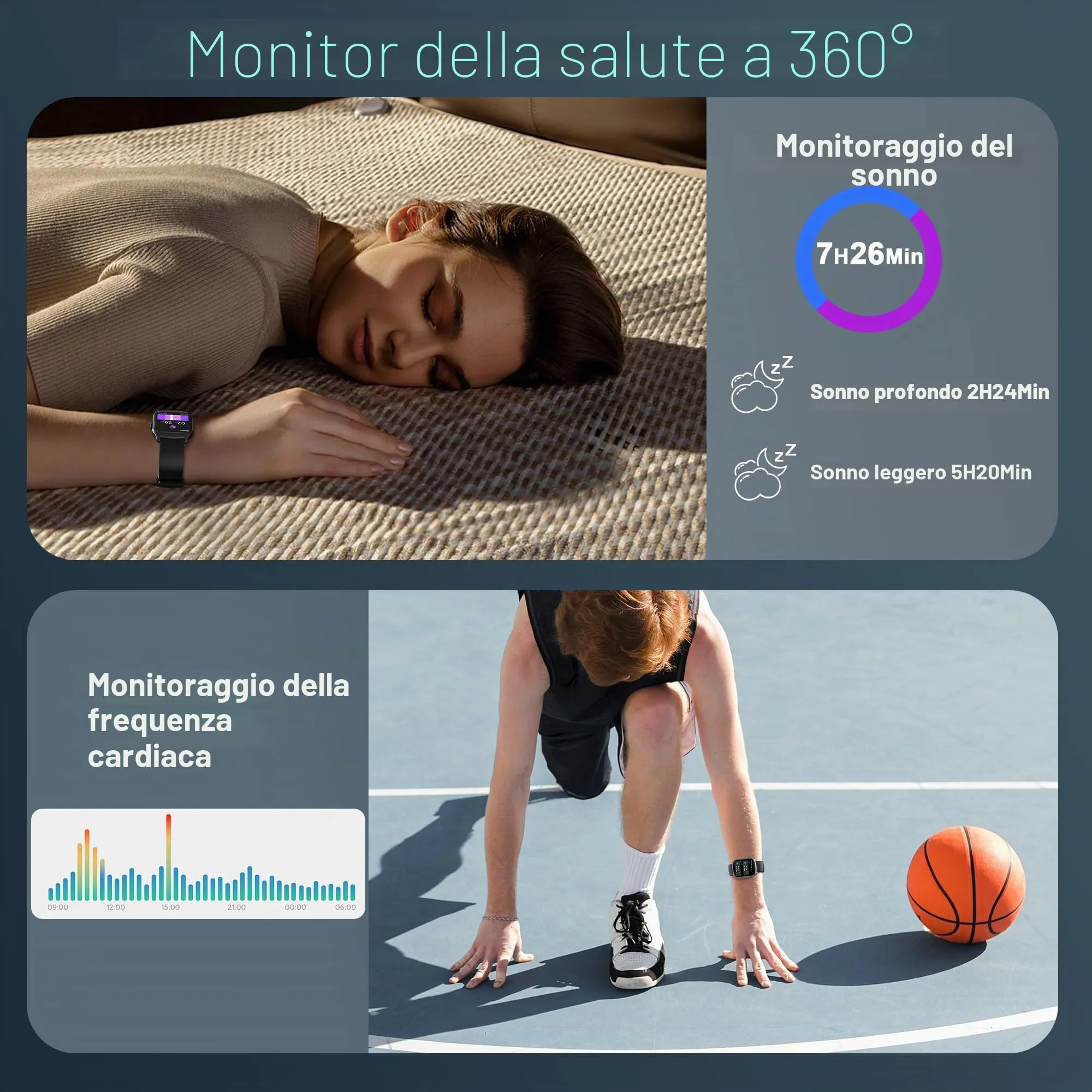 STECEi S68 Smartwatch, Display HD 1.95", Monitoraggio Frequenza Cardiaca, Sonno e Fitness, Nero - immagine 5