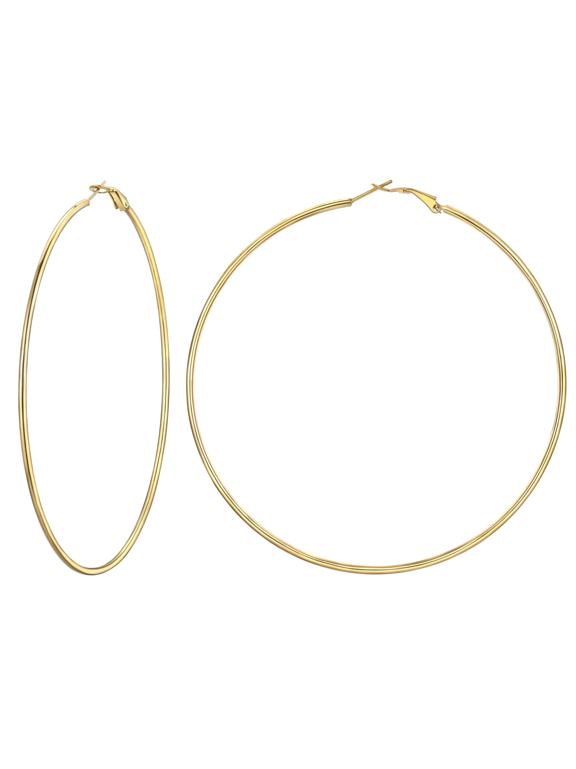 PROSTEEL Orecchini a cerchio da donna in acciaio inossidabile placcato oro, 100mm - immagine 1