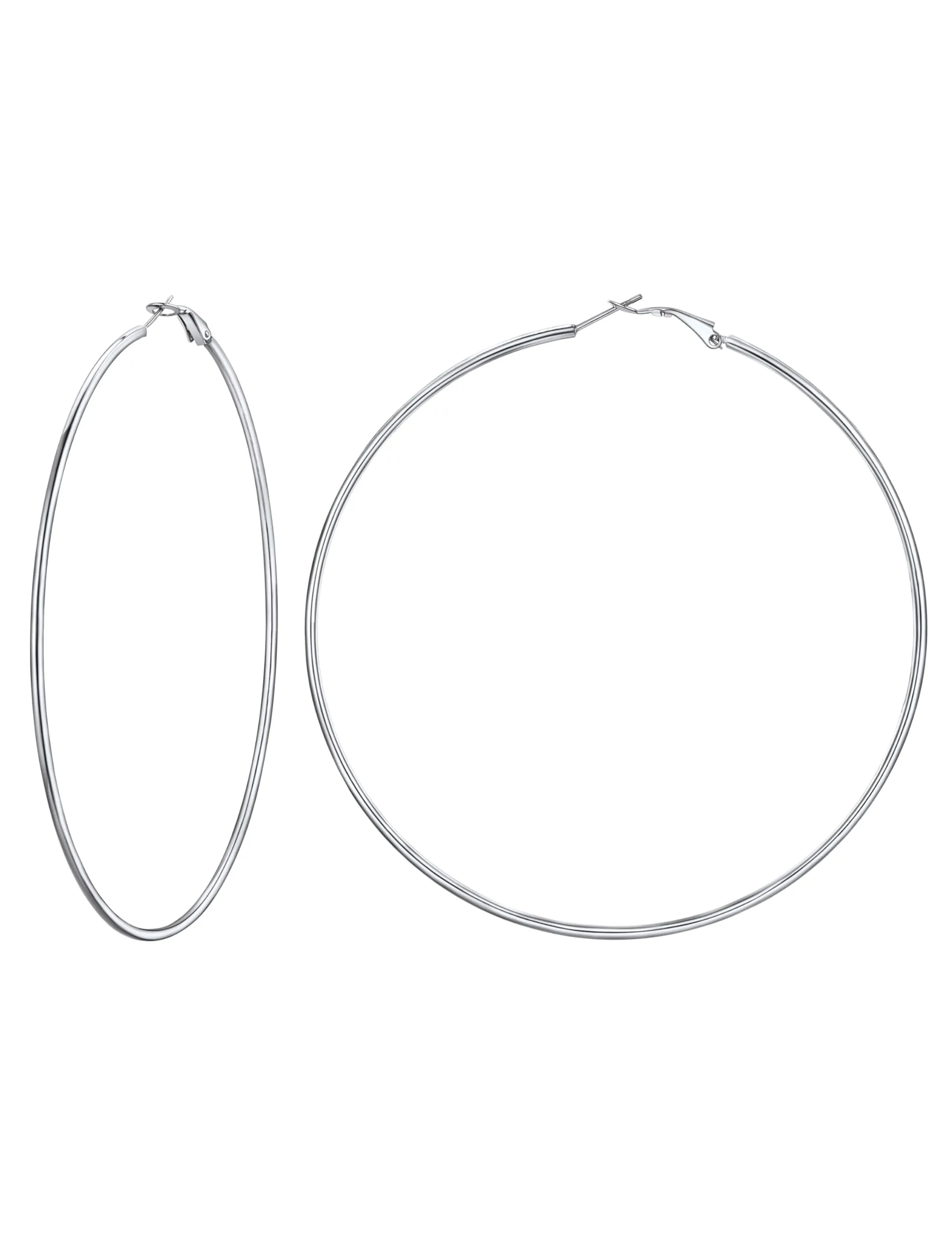 PROSTEEL Orecchini a Cerchio in Acciaio Inossidabile per Donna, 100 mm, Argento - immagine 1