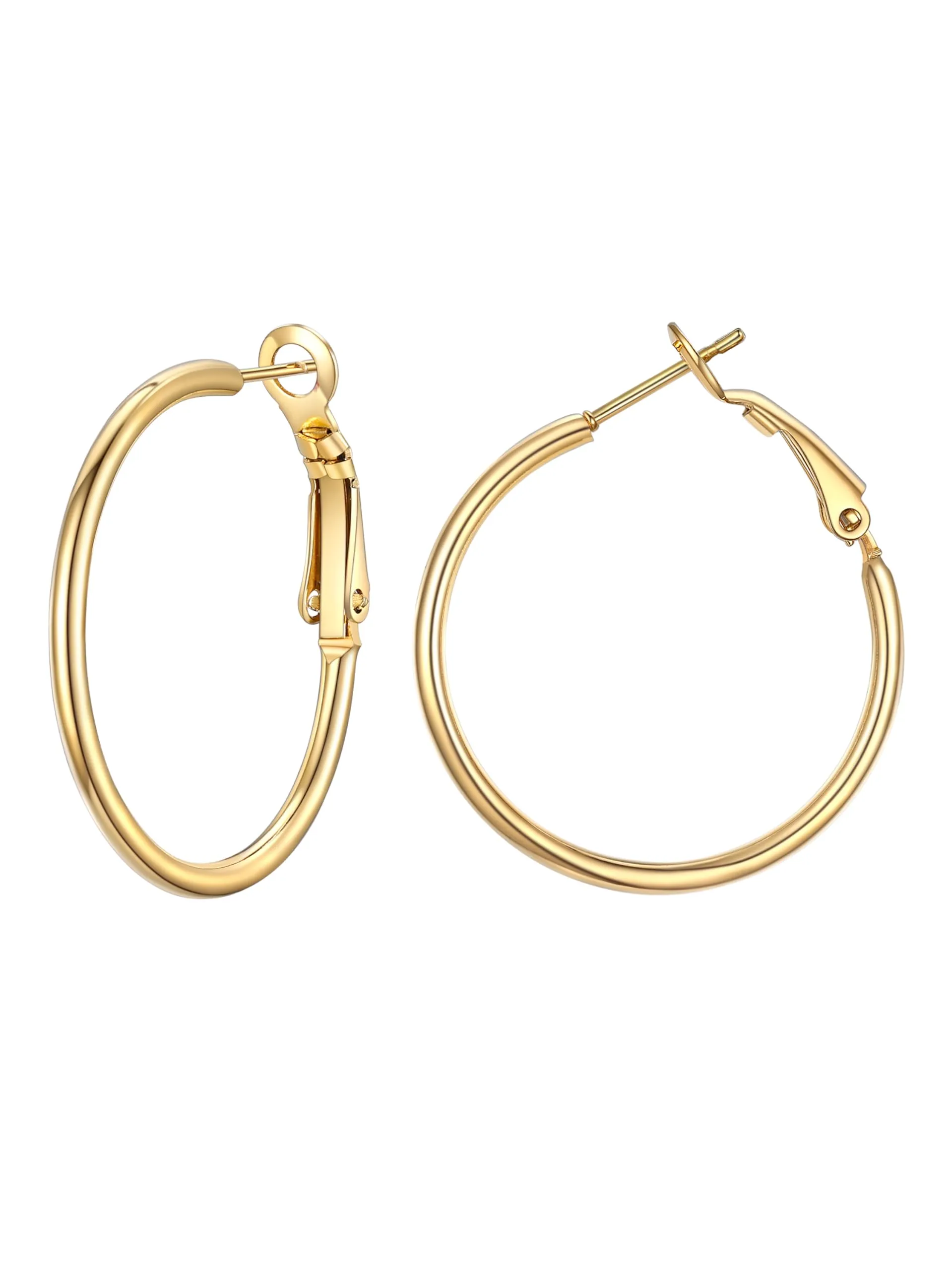 PROSTEEL Orecchini a Cerchio Donna, Placcato Oro 18K, 30 mm - immagine 1