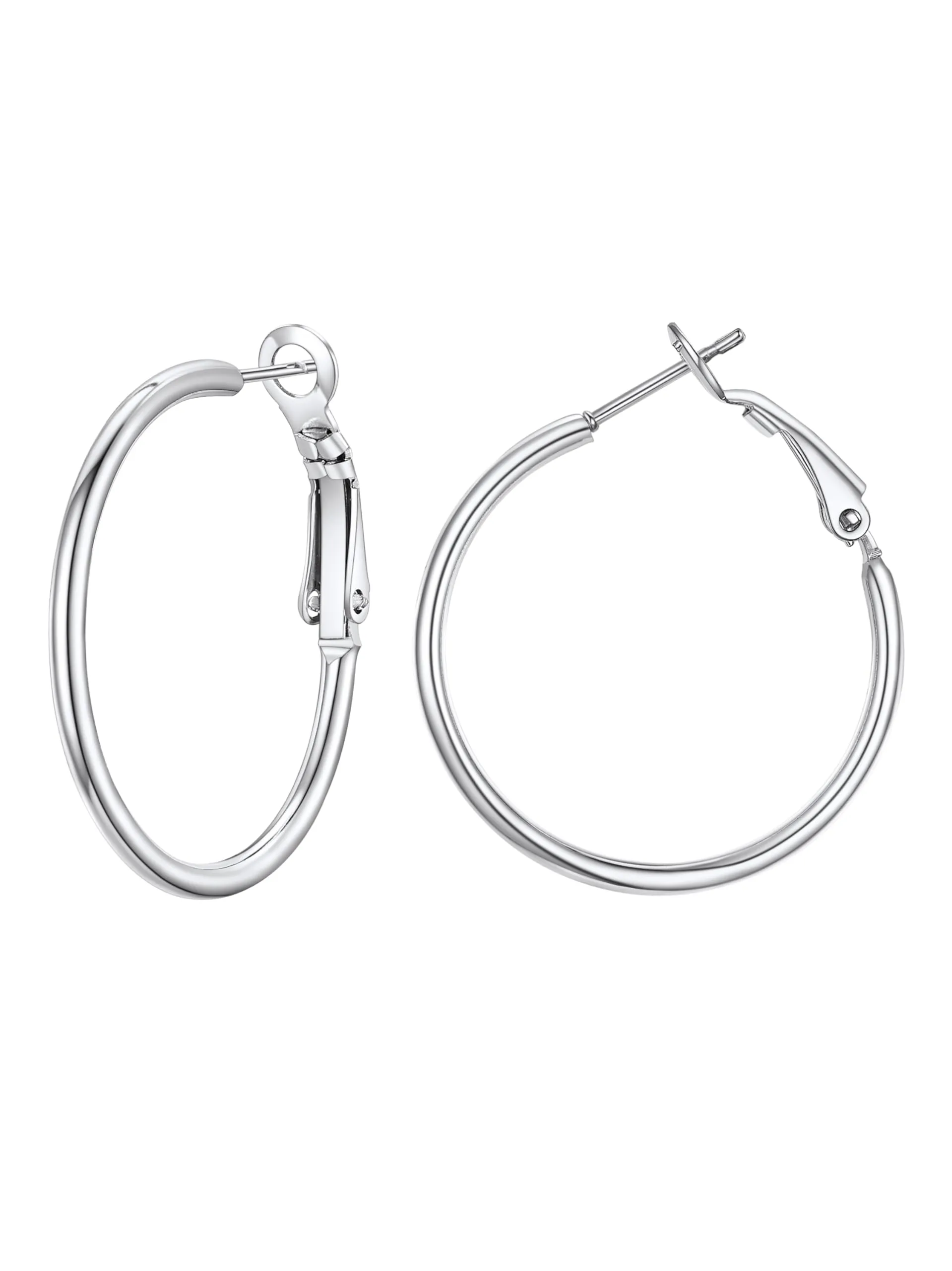 PROSTEEL Orecchini a Cerchio Donna in Acciaio Inossidabile, 30 mm, Argento - immagine 1