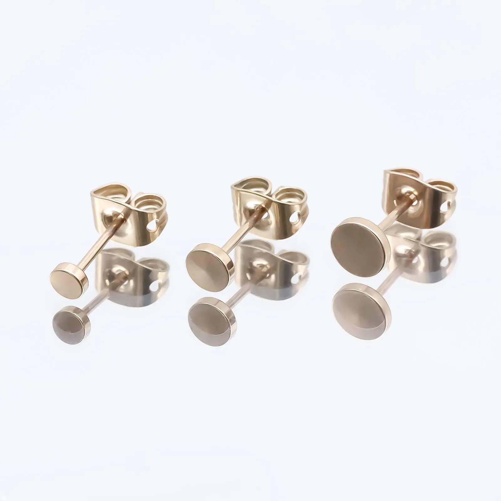 Artskin Orecchini a bottone in titanio ipoallergenici a disco, 3mm, Oro Rosa - immagine 6