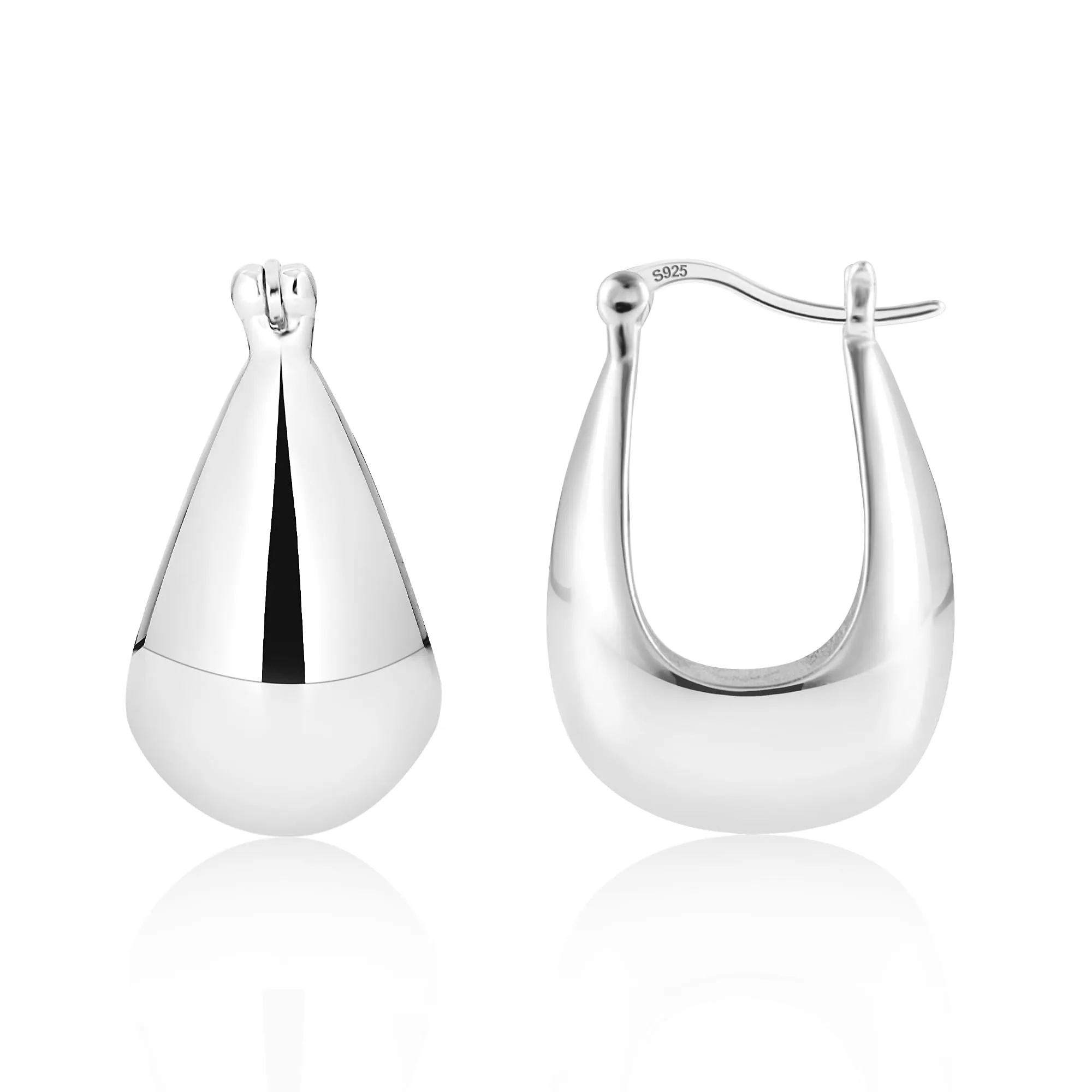ALEXCRAFT Orecchini a Cerchio Ovali Spessi in Argento Ipoallergenici, 18 mm - immagine 1