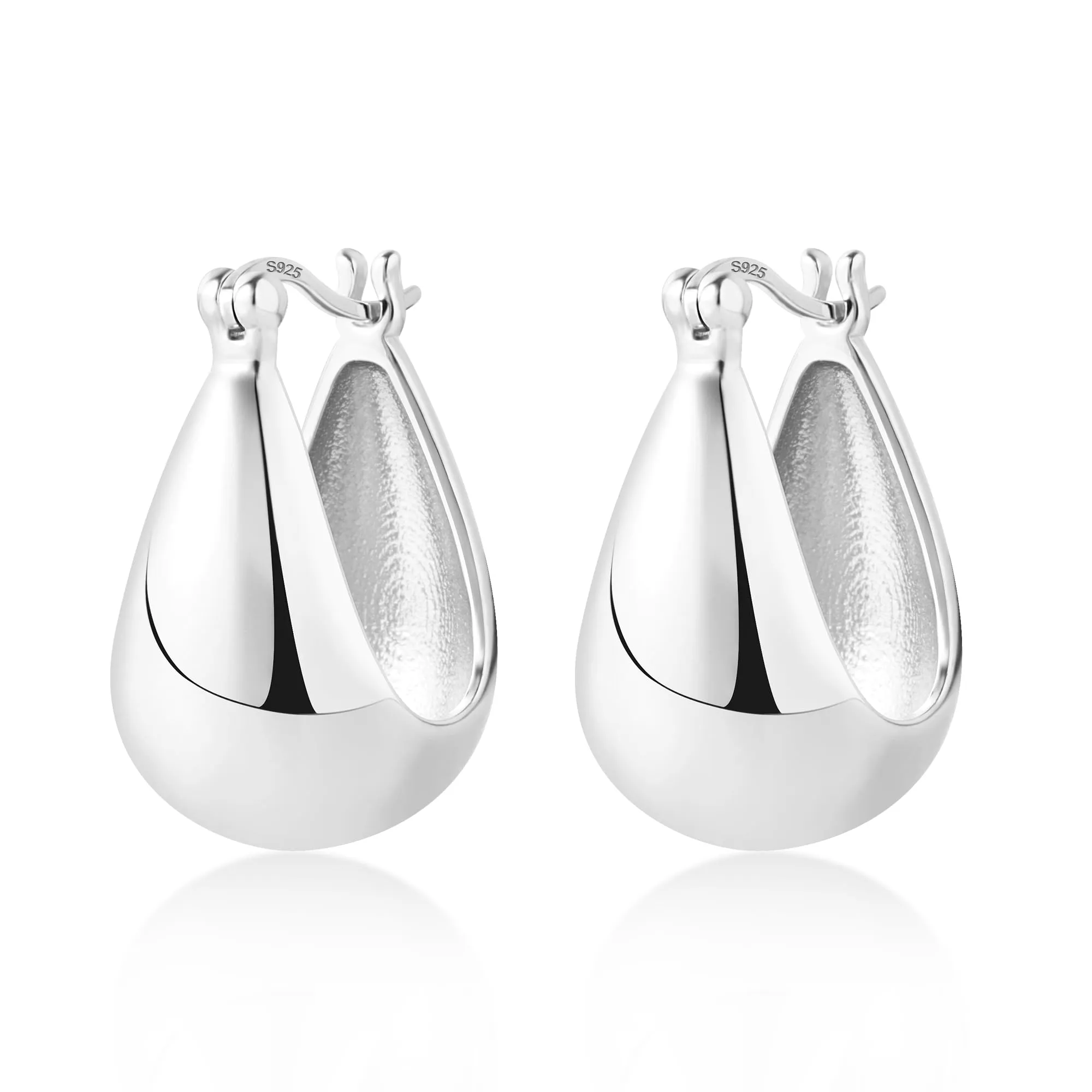 ALEXCRAFT Orecchini a Cerchio Ovali Spessi in Argento Ipoallergenici, 18 mm - immagine 2