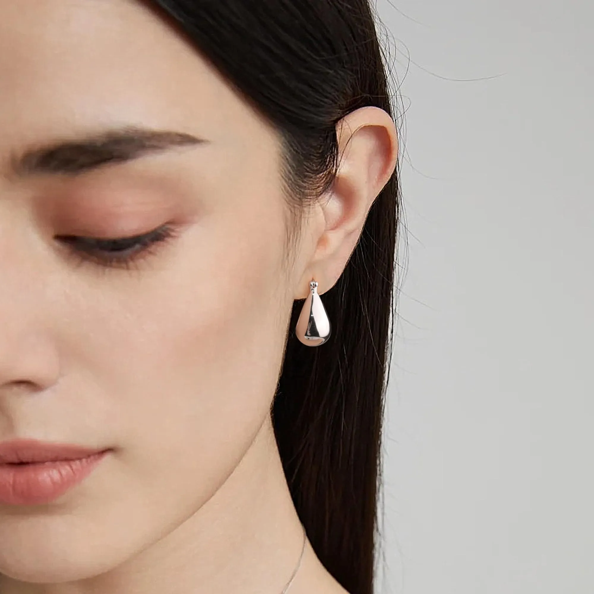 ALEXCRAFT Orecchini a Cerchio Ovali Spessi in Argento Ipoallergenici, 18 mm - immagine 4