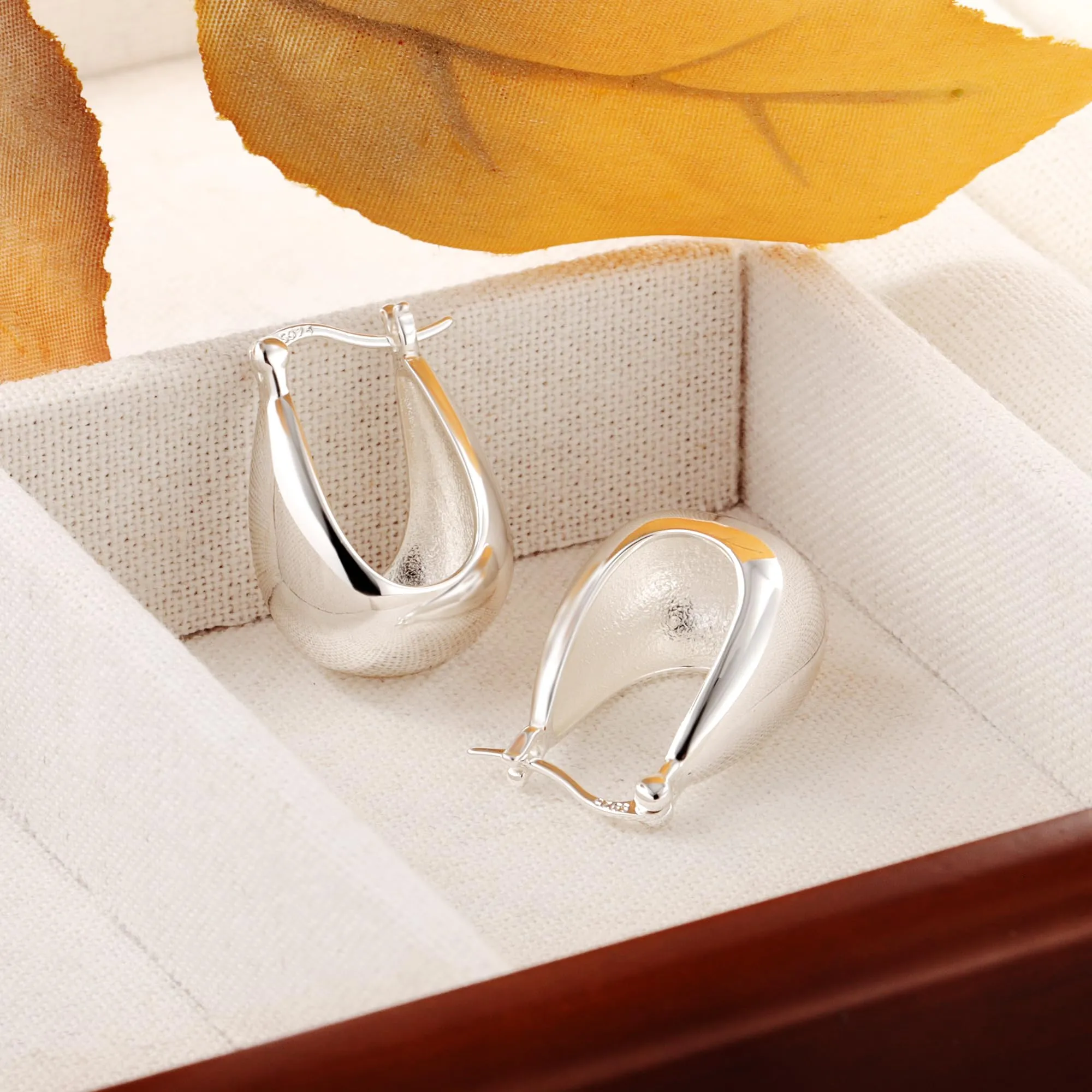 ALEXCRAFT Orecchini a Cerchio Ovali Spessi in Argento Ipoallergenici, 18 mm - immagine 5
