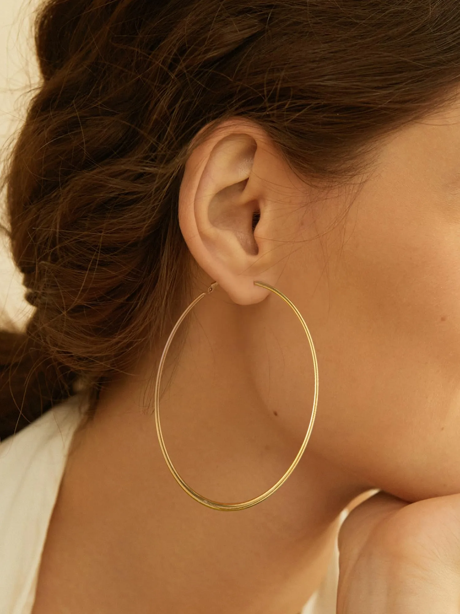 PROSTEEL Orecchini a Cerchio Donna, Placcato Oro 18K, Diametro 70 mm, Oro - immagine 4