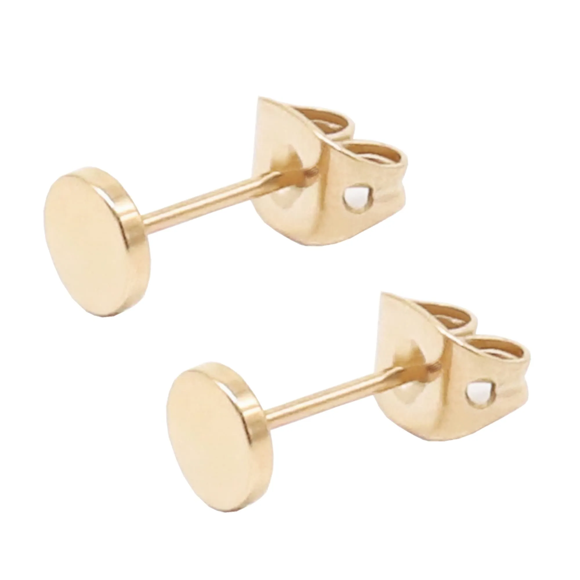 Artskin Orecchini a bottone in titanio ipoallergenici a punto piatto, 5 mm, Oro Rosa - immagine 1