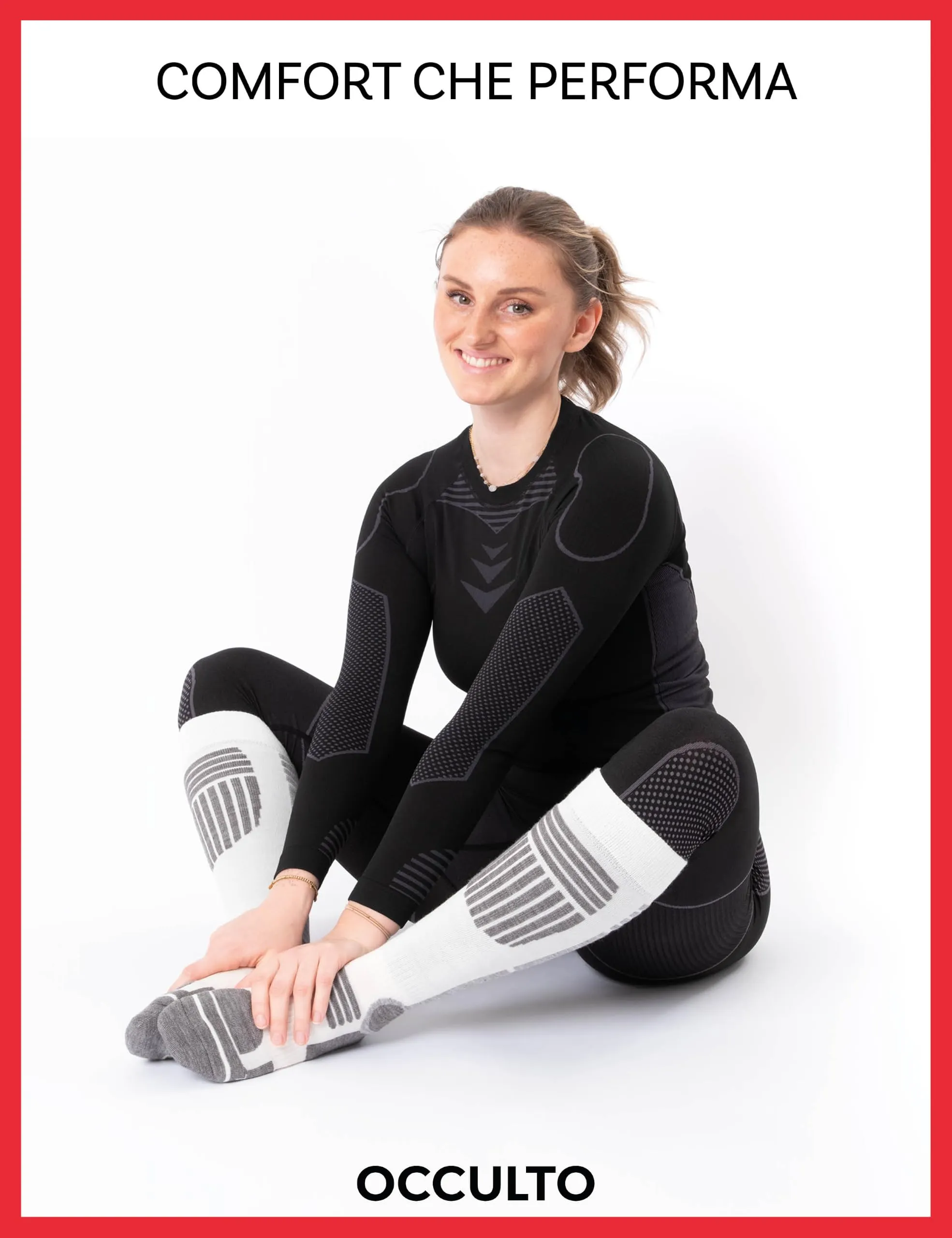 Occulto Calze Sci Termiche da Donna, 2 Paia (1 Bianca, 1 Rossa), 35-38 - immagine 3